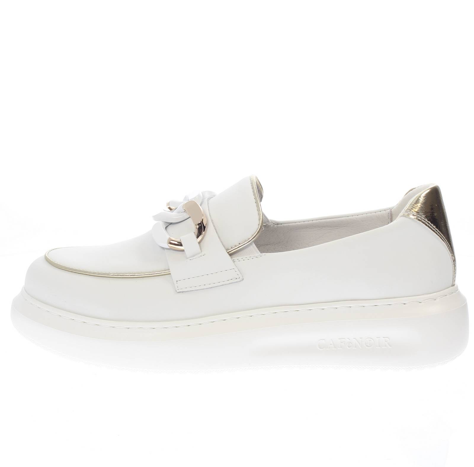 Cafe' Noir Mocassini Platform In Pelle Bianco - Taglia 37 Scarpe Donna Mocassini - Foto 3 di 3