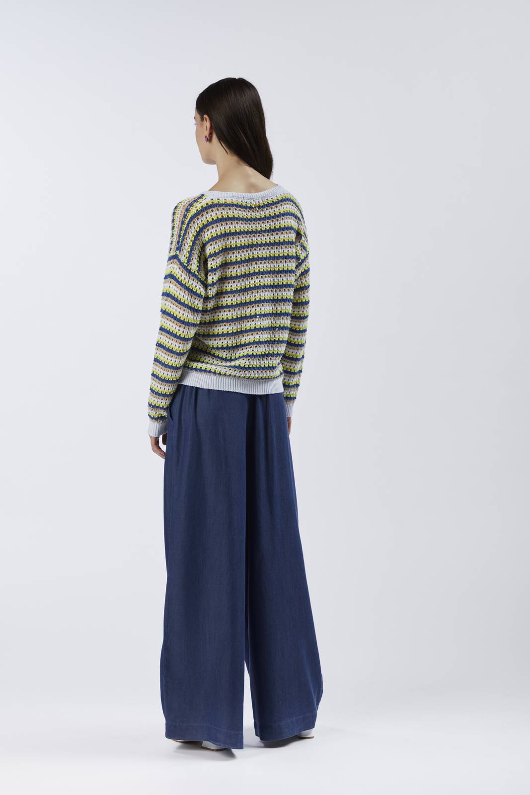 CAFE' NOIR Maglioncino Crochet  Manica Lunga Donna azzurro Foto 3