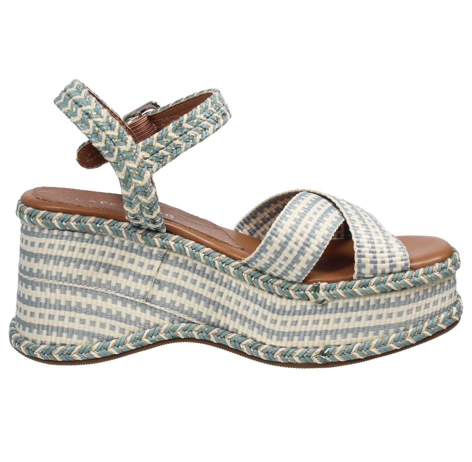 CAFE' NOIR Stoffsandalen mit Keil Damen weiß Foto 2