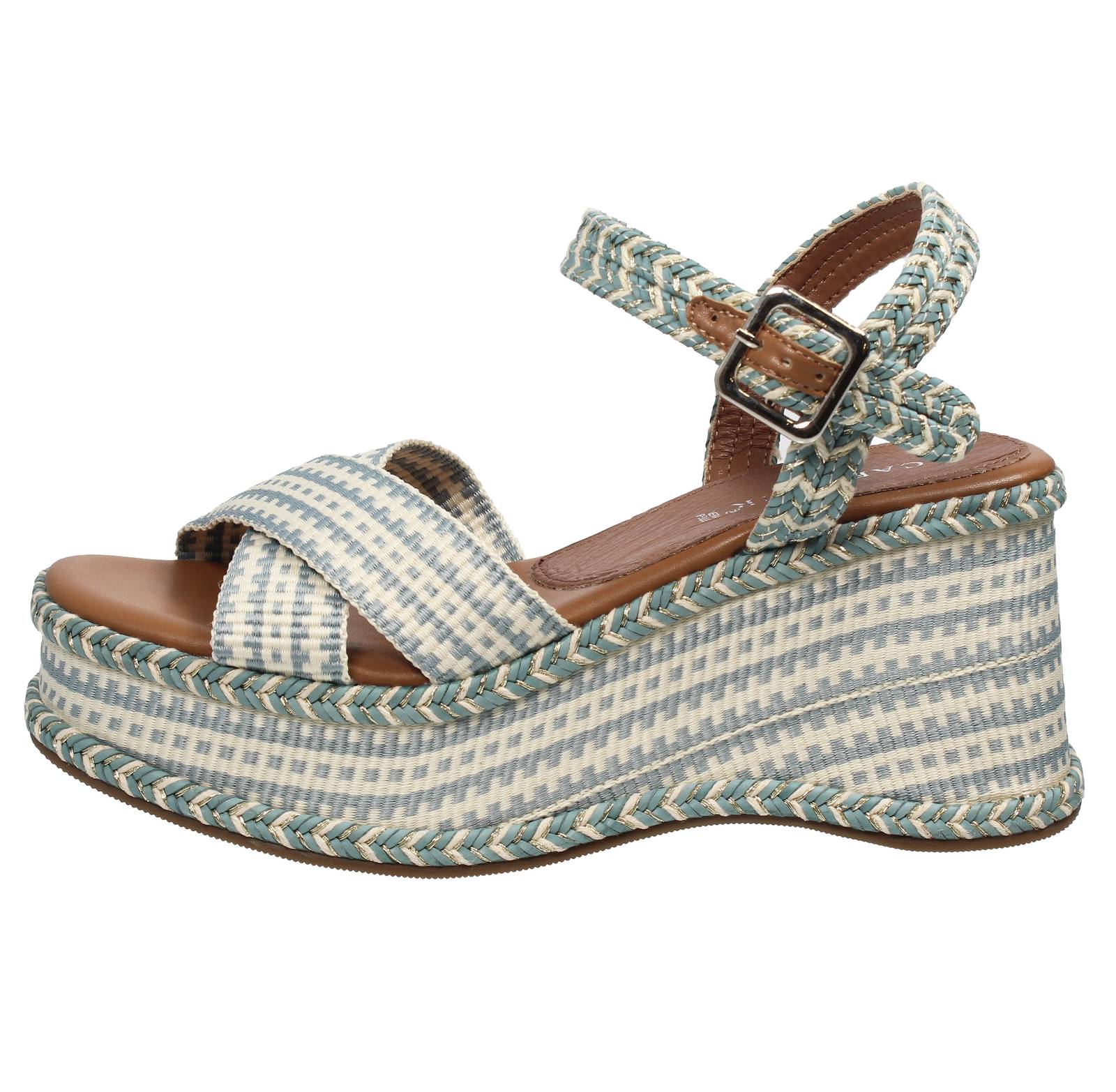 CAFE' NOIR Stoffsandalen mit Keil Damen weiß Foto 3