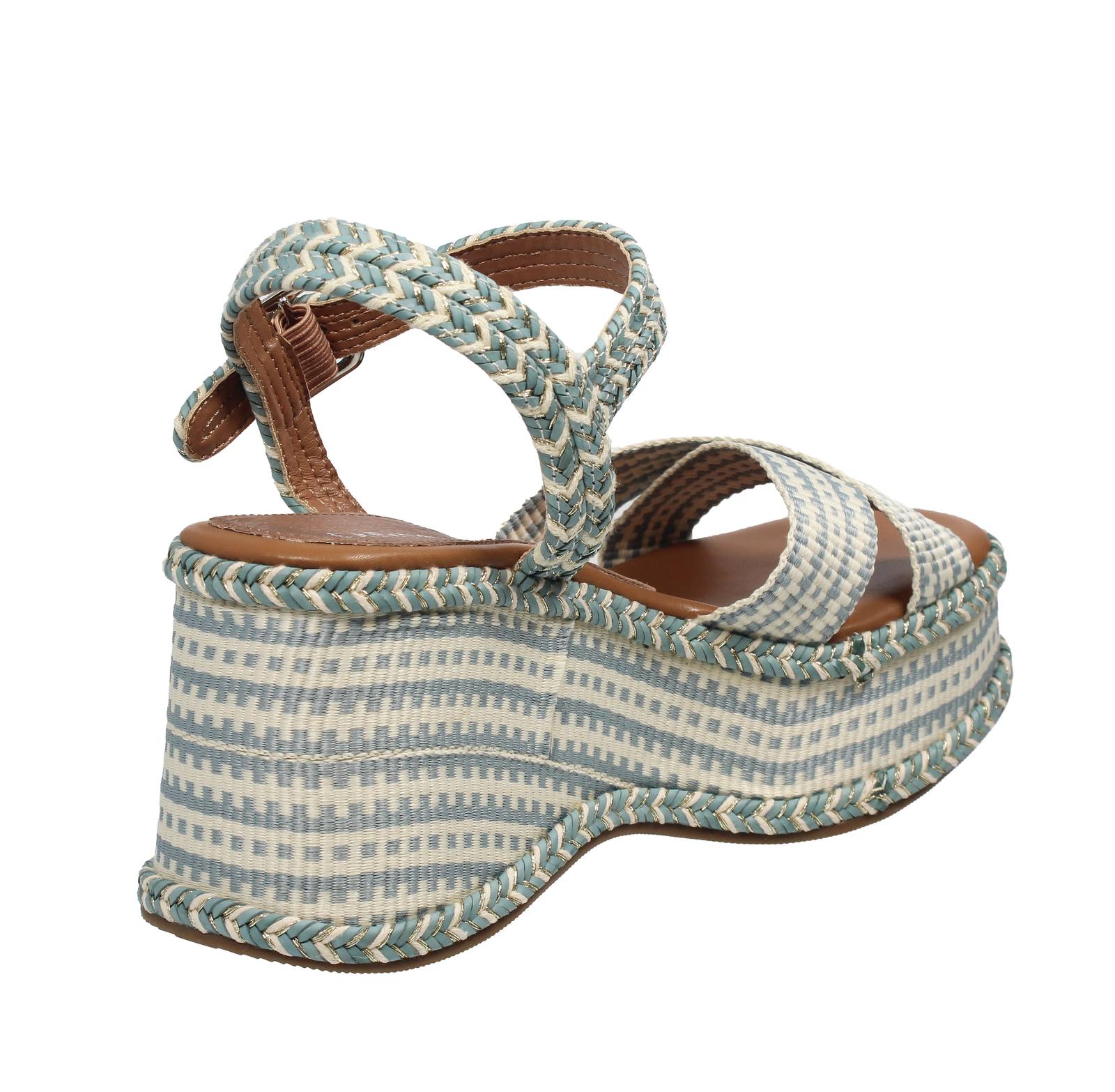 CAFE' NOIR Stoffsandalen mit Keil Damen weiß Foto 4