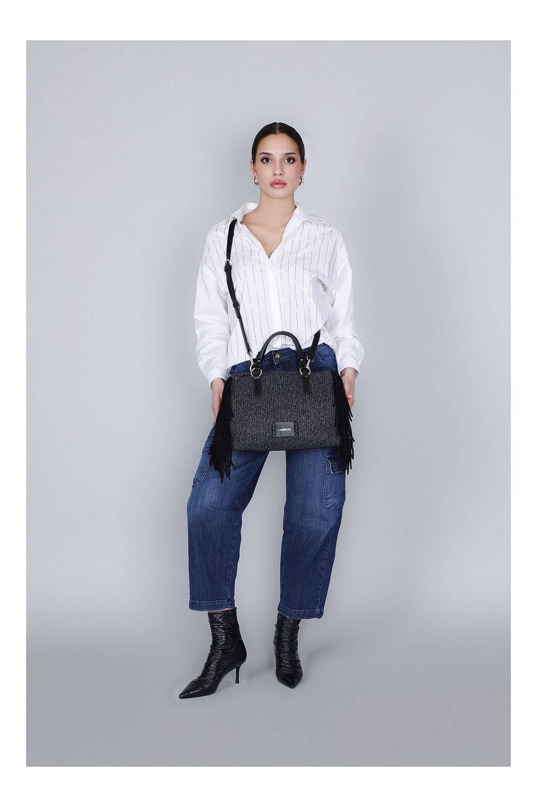 CAFE' NOIR Tasche mit Fransen Damen schwarz Foto 4