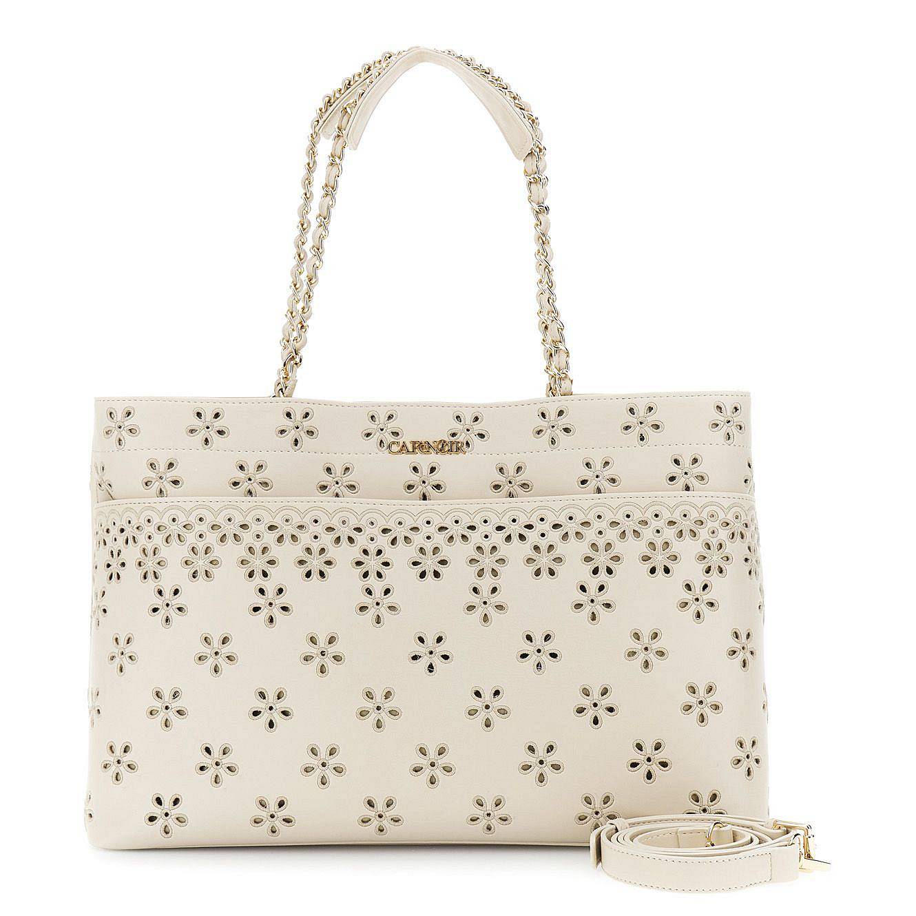 CAFE' NOIR shopping con ricamo sangallo Donna beige