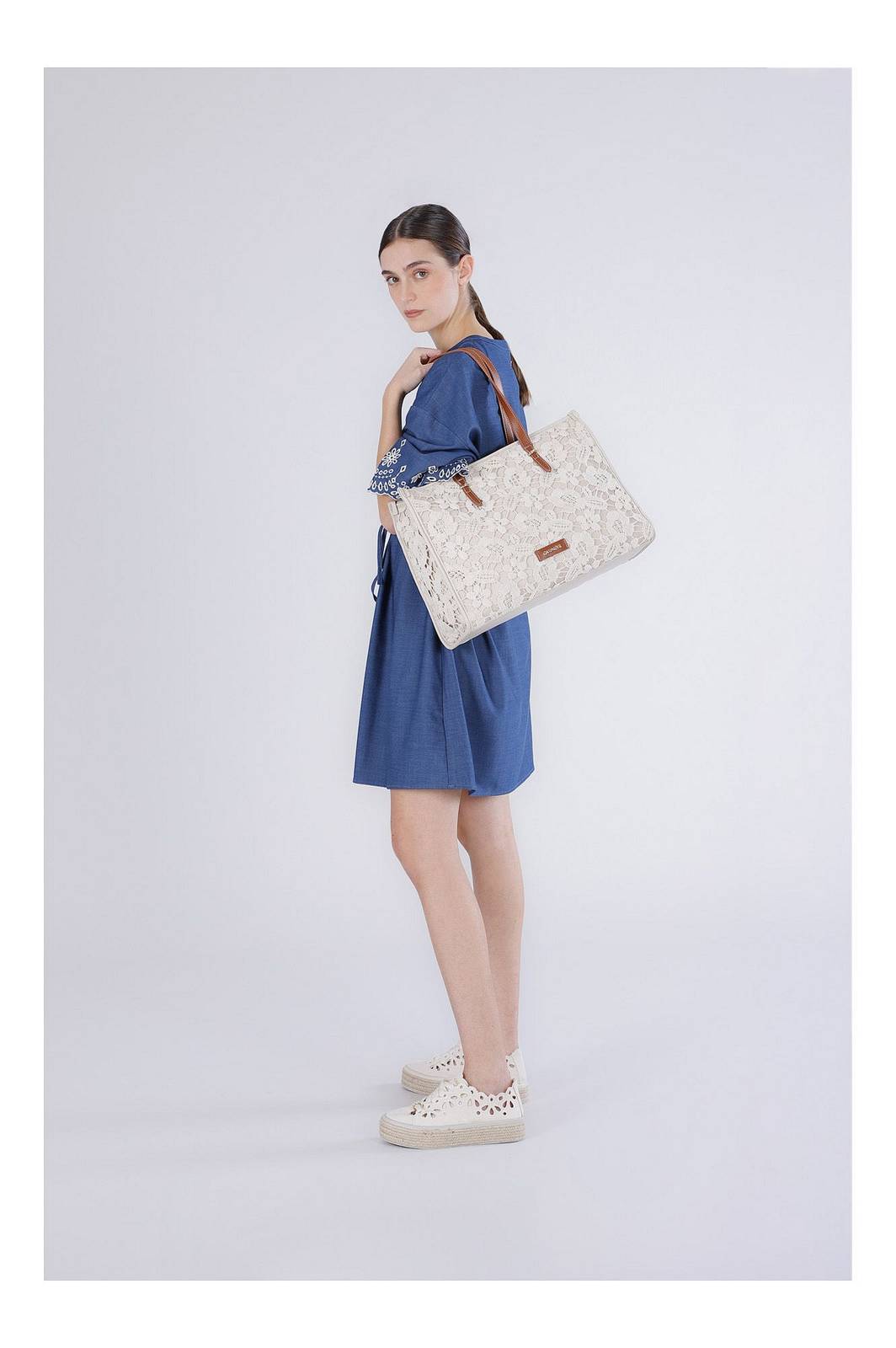 CAFE' NOIR shopping L macrame Donna beige Foto 5