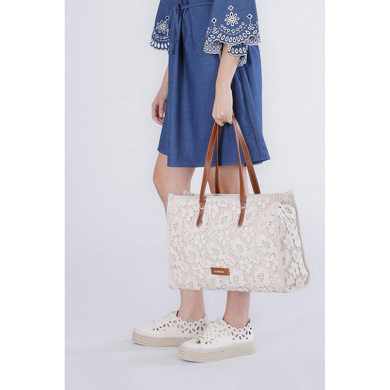 CAFE' NOIR shopping L macrame Donna beige Foto 3