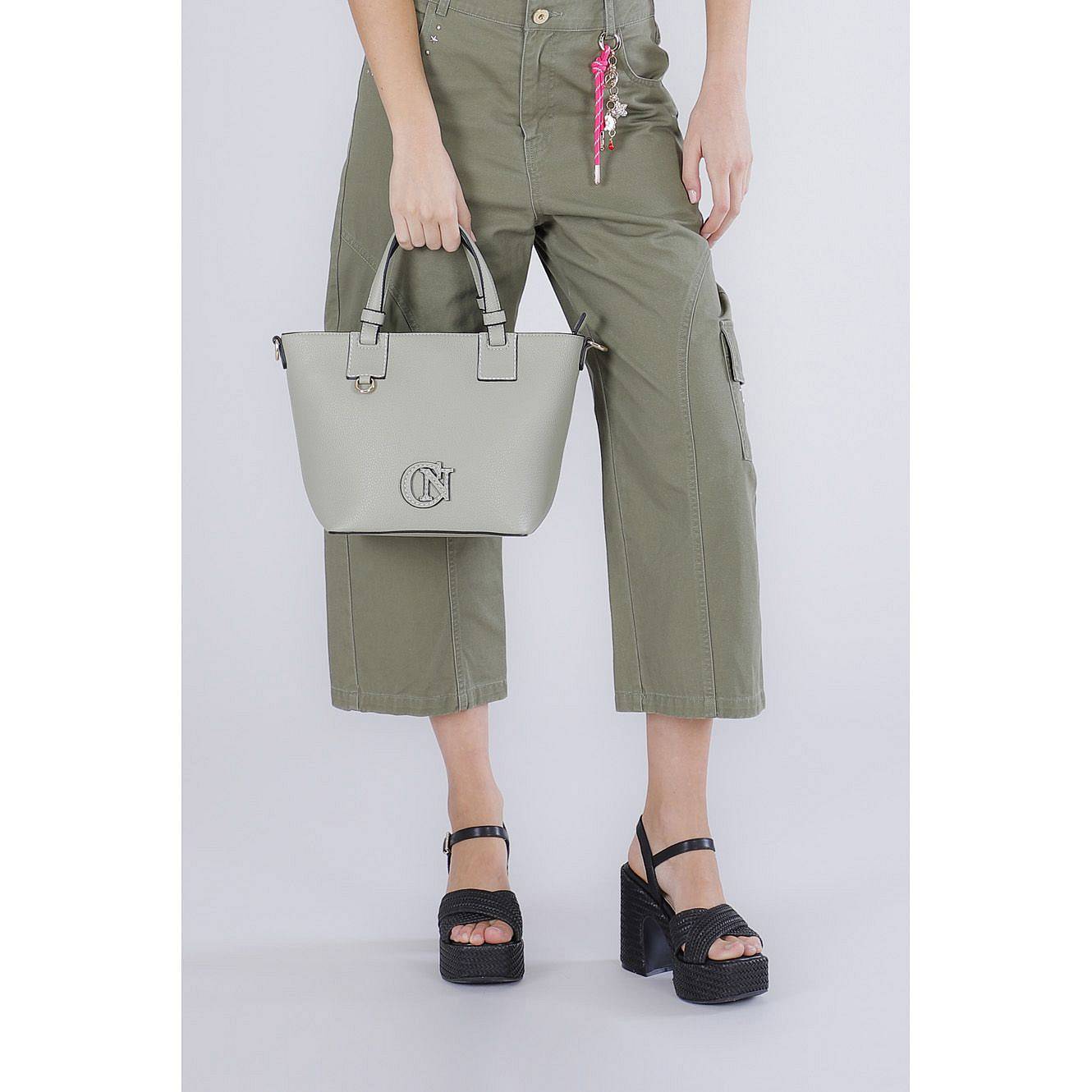 CAFE' NOIR handbag with applied logo Woman green Photo 3