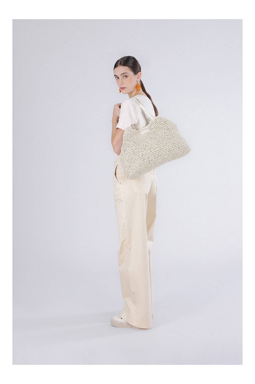 CAFE' NOIR tote lavorazione crochet Donna bianco Foto 5