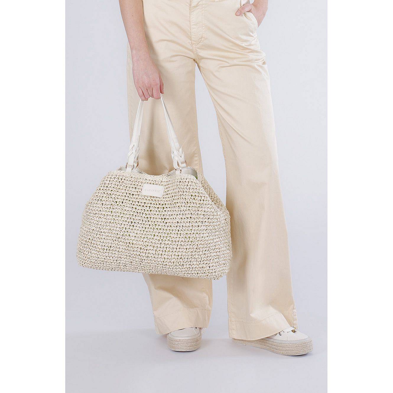 CAFE' NOIR tote lavorazione crochet Donna bianco Foto 3