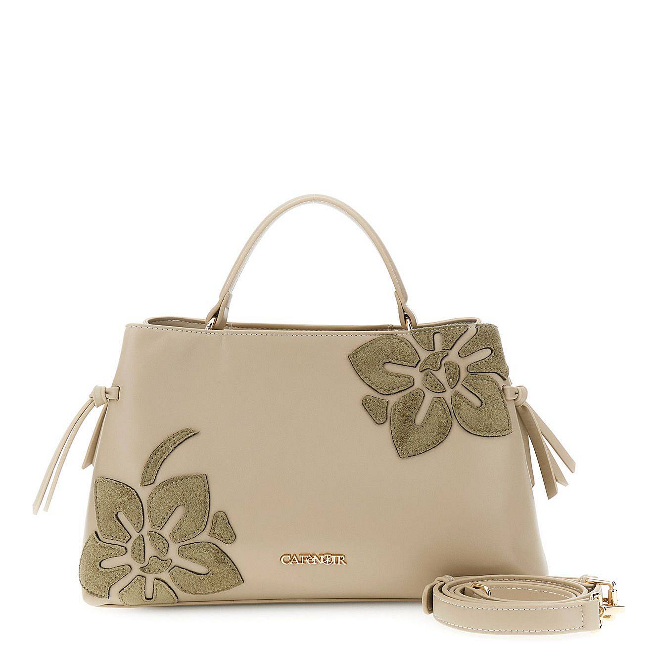 CAFE' NOIR handbag con fiori  Donna kaki