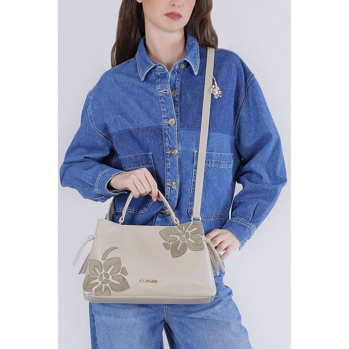 CAFE' NOIR handbag with flowers Woman kaki Photo 3