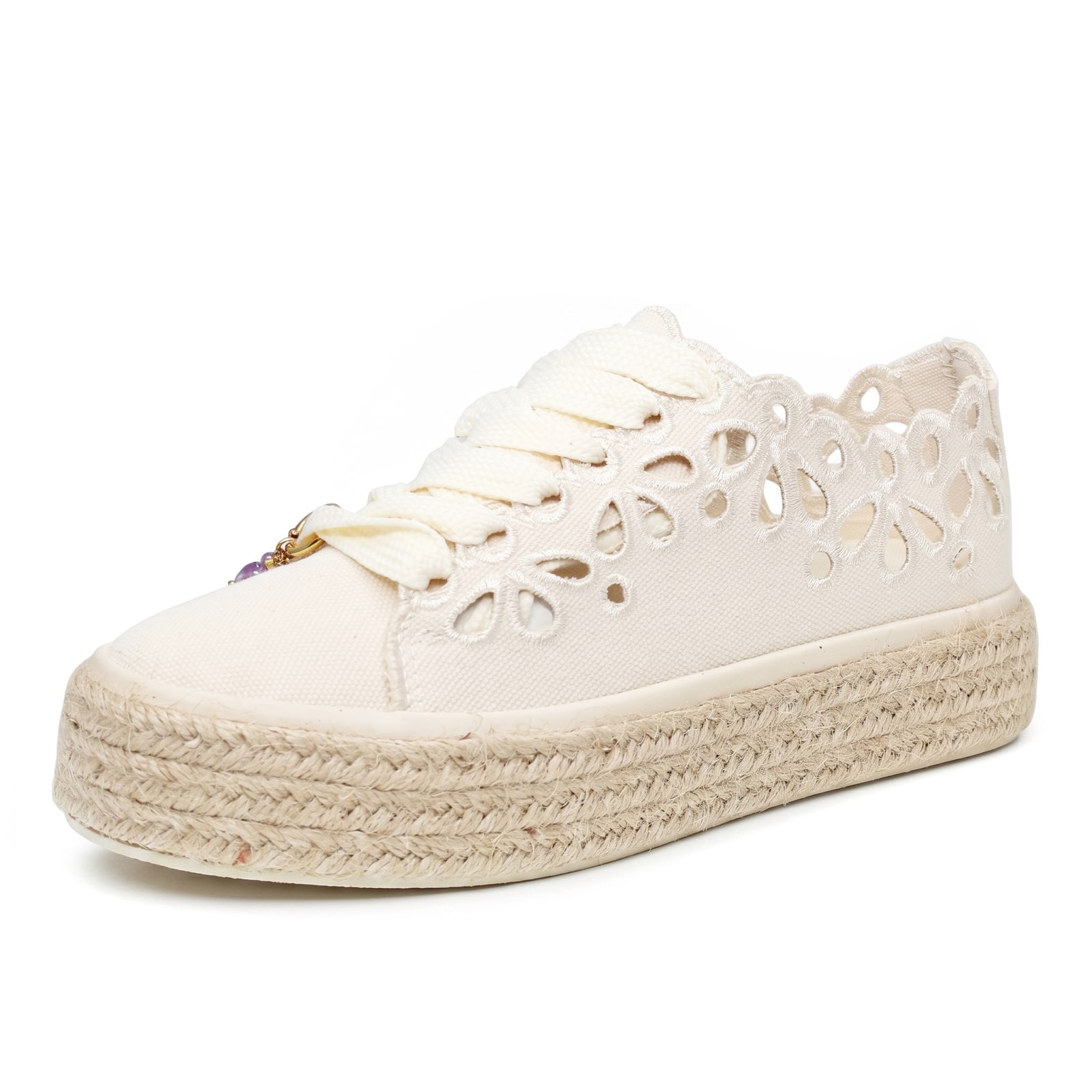 CAFE' NOIR Sneakers platform in mesh Donna beige