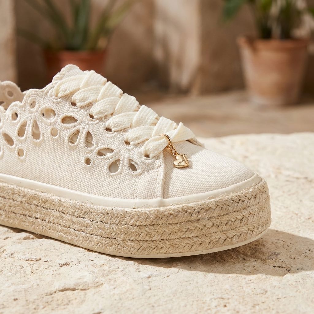 CAFE' NOIR Sneakers platform in mesh Donna beige Foto 5