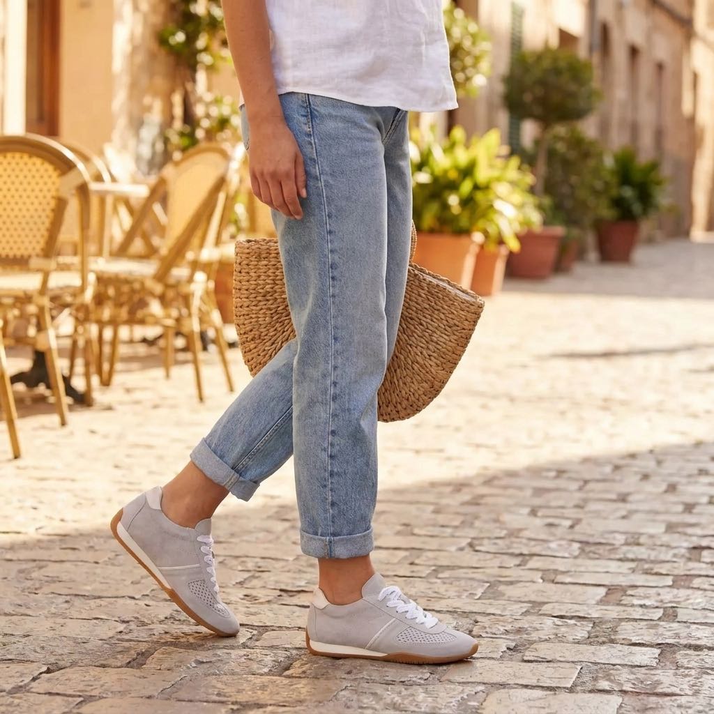 CAFE' NOIR Low Suede Sneakers Woman light blue Photo 2