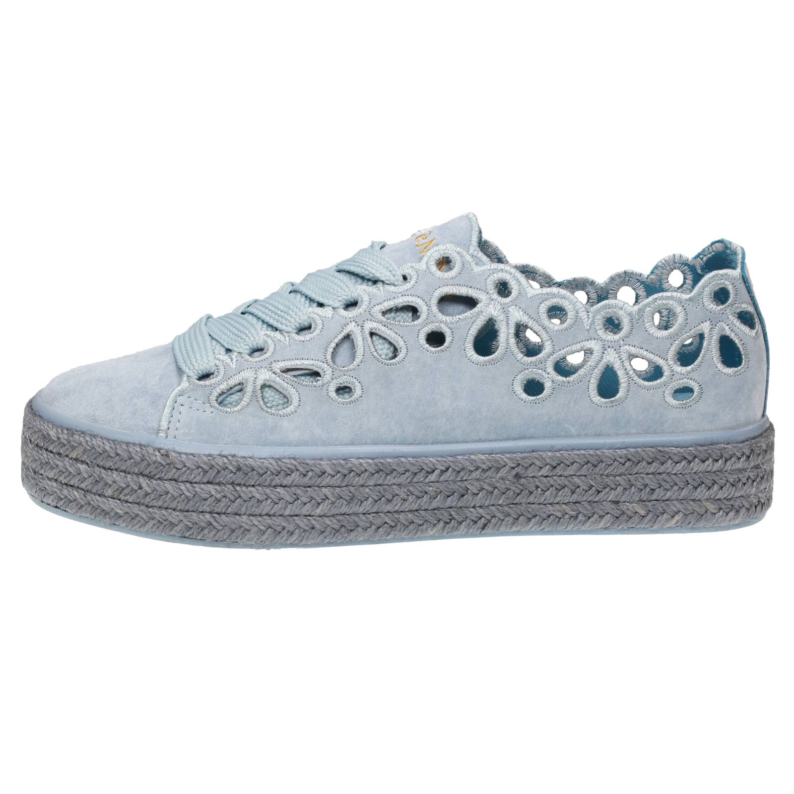 CAFE' NOIR Suede Sneakers Woman light blue Photo 4