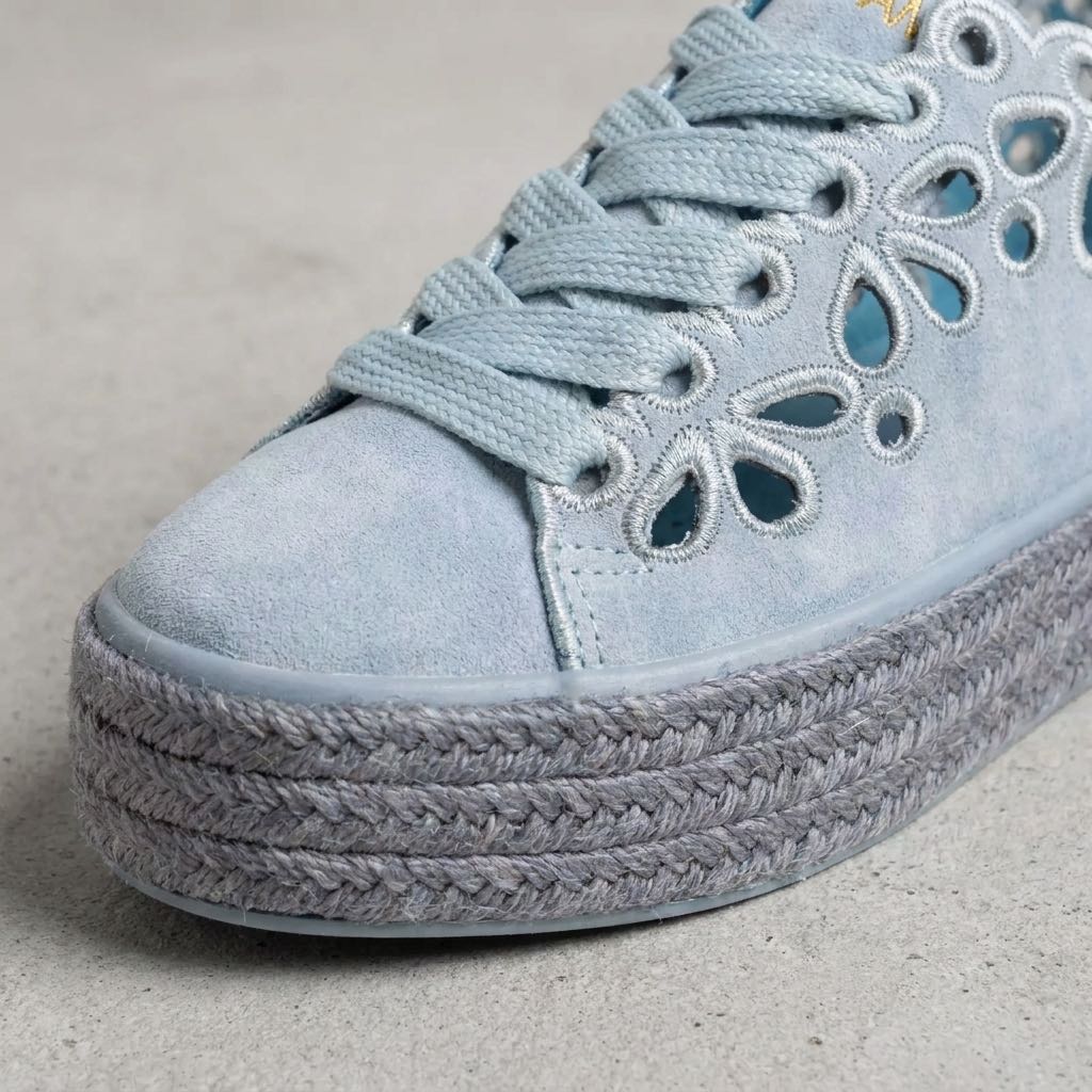 CAFE' NOIR Suede Sneakers Woman light blue Photo 5
