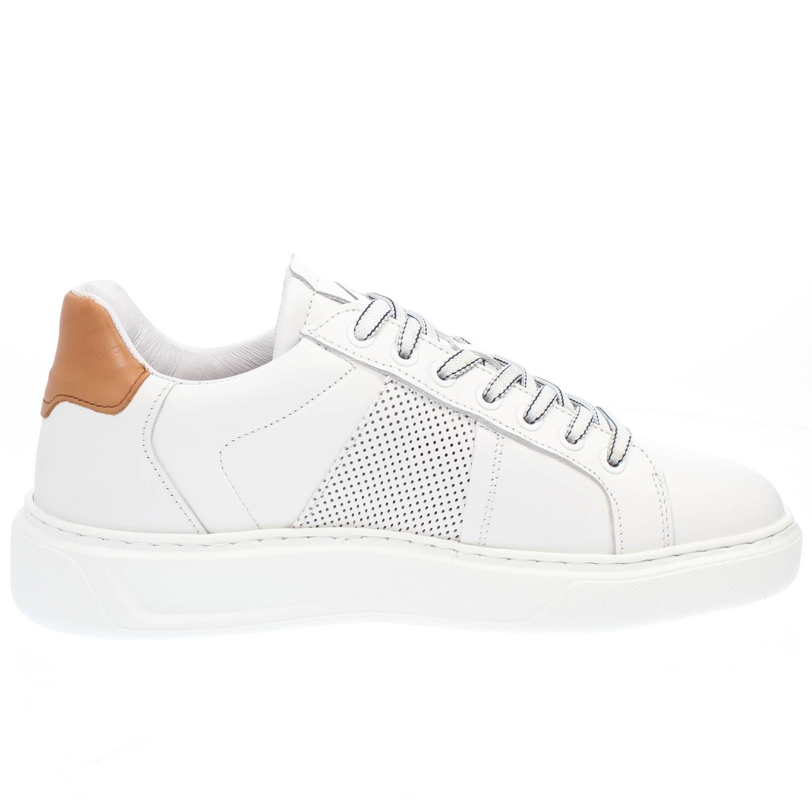 AMBITIOUS Leather Sneakers with Oversize Sole Man white Photo 2