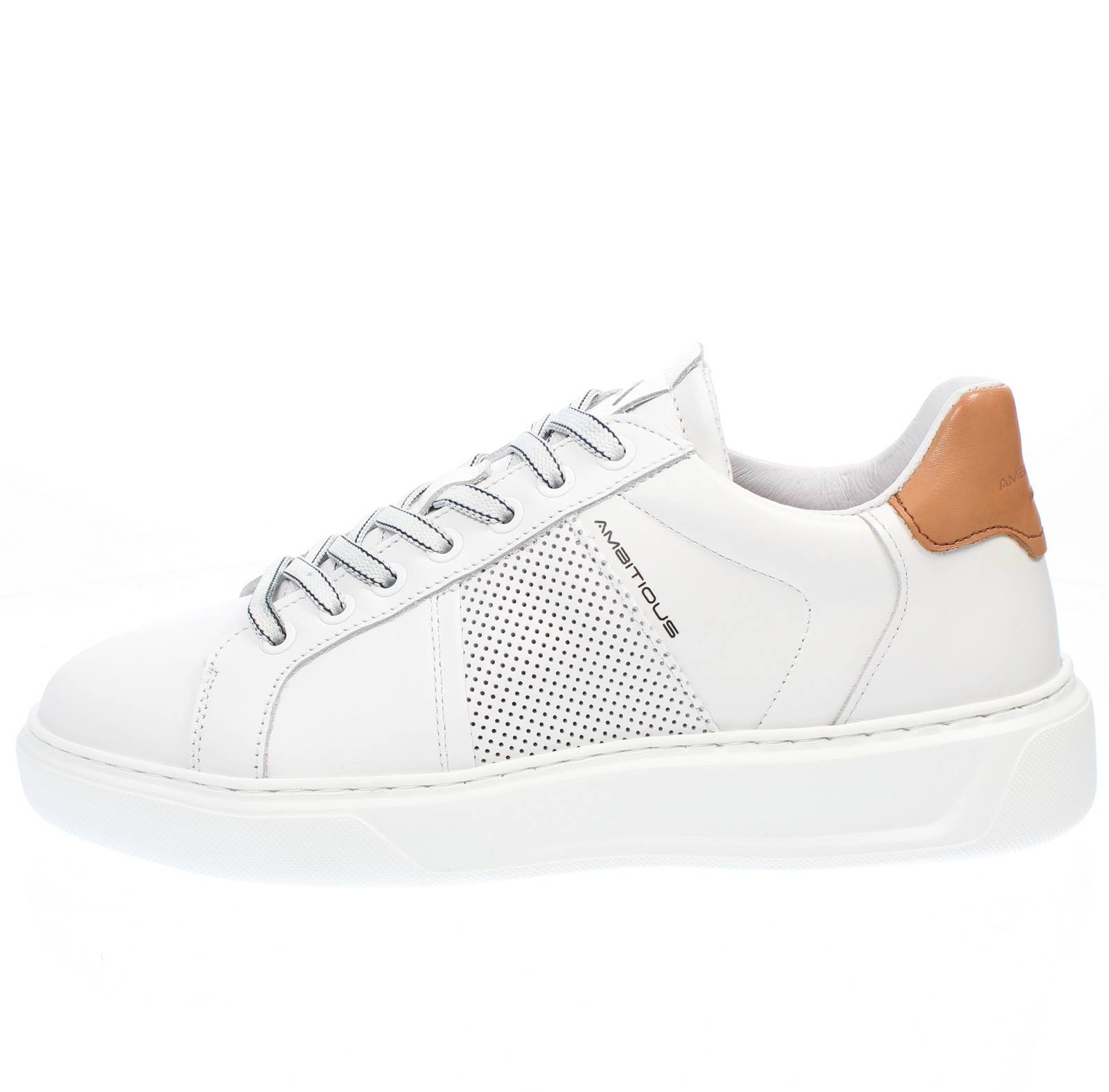 AMBITIOUS Leather Sneakers with Oversize Sole Man white Photo 3