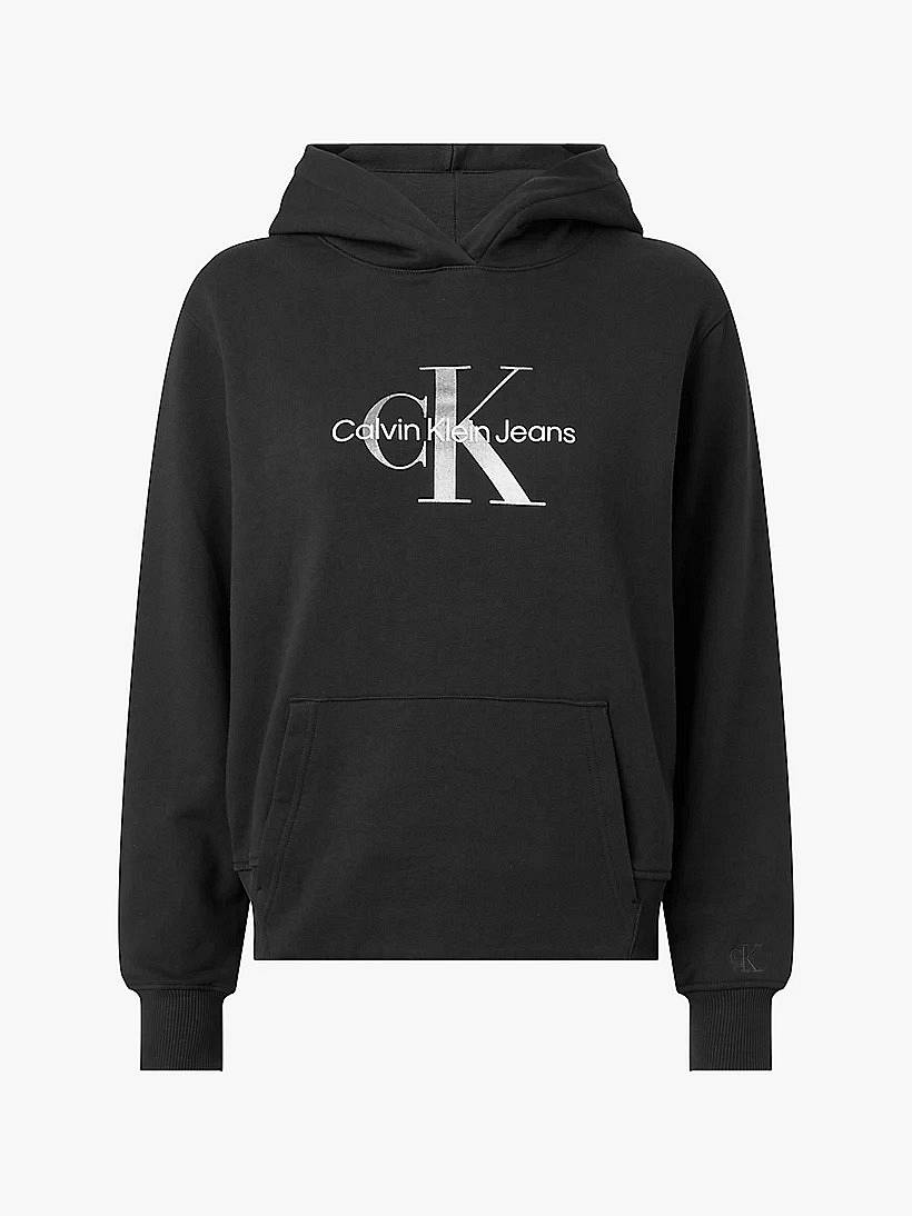 CALVIN KLEIN JEANS Monogram Hoodie- Felpa Logo Metallico black Felpe Donna  J20J217784