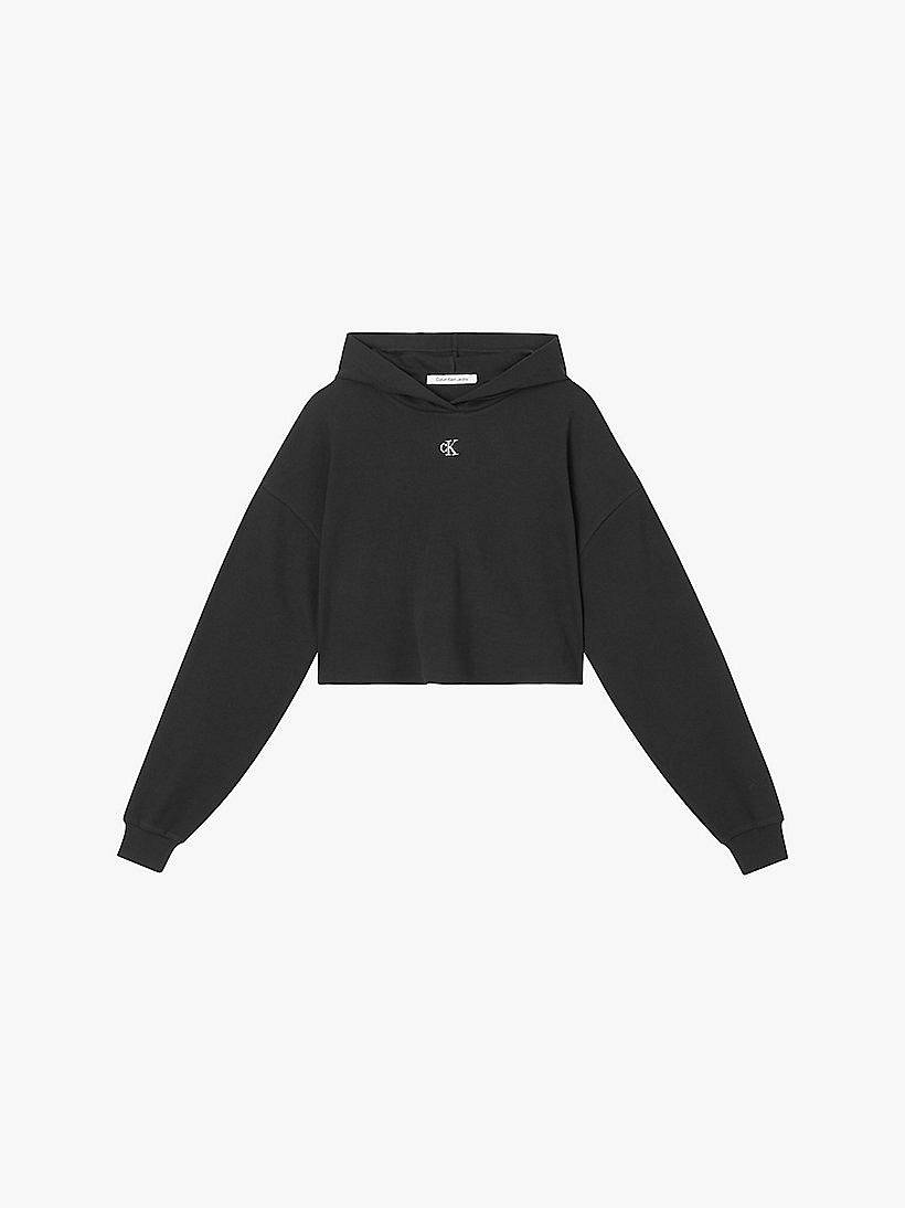 CALVIN KLEIN JEANS Sweat à capuche en côtes CK Femme noir