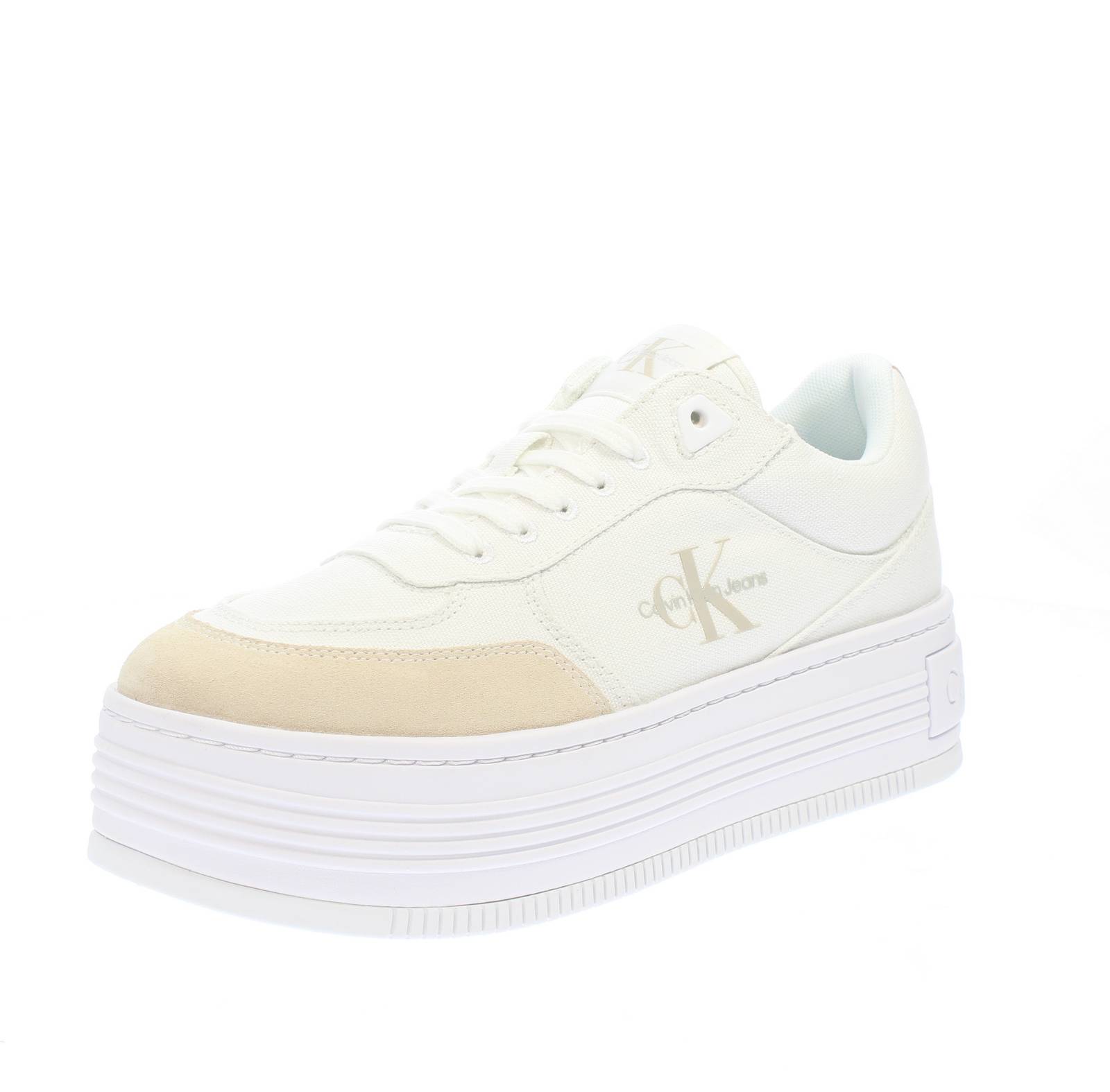 CALVIN KLEIN JEANS Bold Platform Low - Sneakers in tessuto Donna bianco