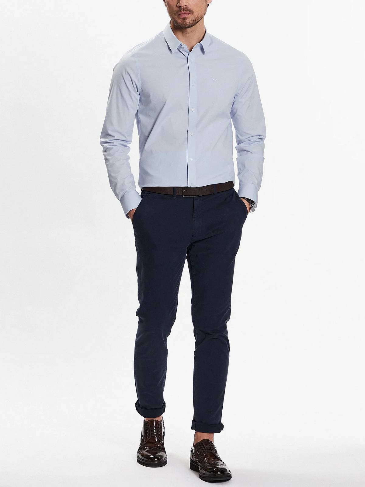 CALVIN KLEIN MENSWEAR Popeline Stretch Slim Hemd Herren hellblau Foto 2