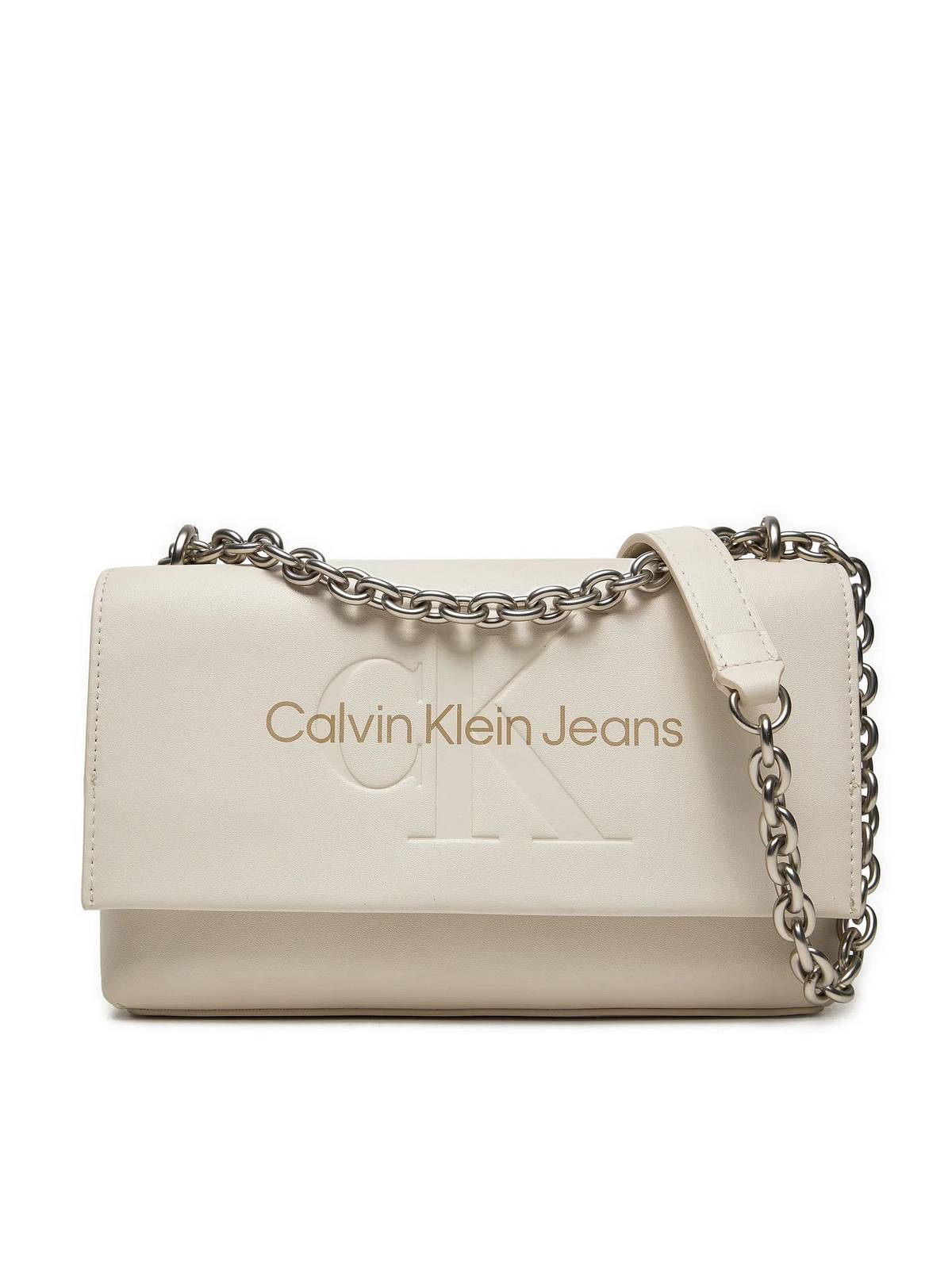 CALVIN KLEIN JEANS sculpted flap bag beige Borse a spalla Donna