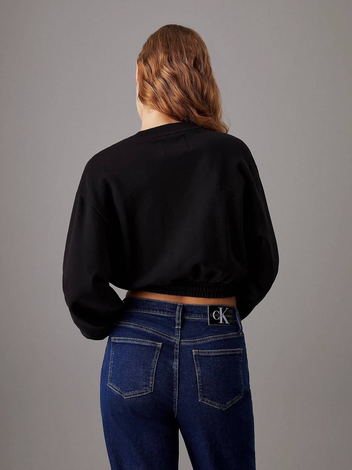 CALVIN KLEIN JEANS ÉTIQUETTE TISSÉE COL RAS DU COU Femme noir Photo 2
