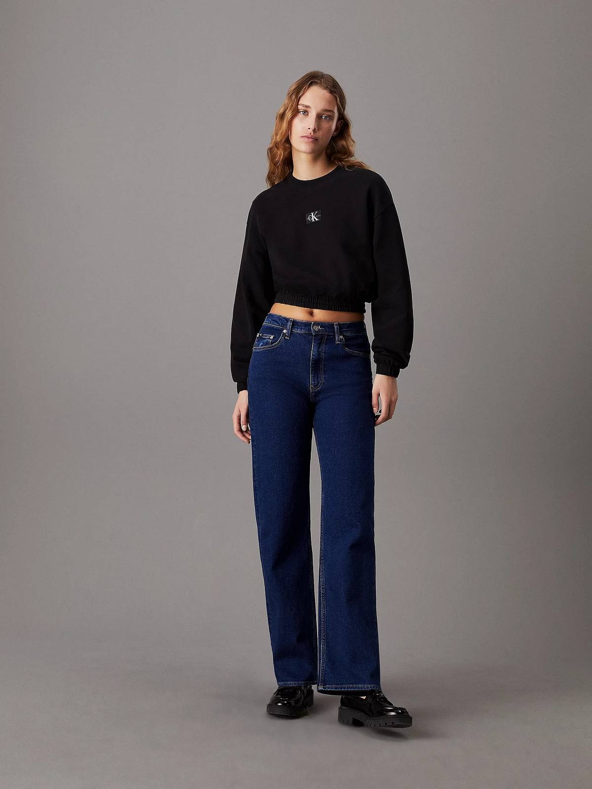 CALVIN KLEIN JEANS ÉTIQUETTE TISSÉE COL RAS DU COU Femme noir Photo 4