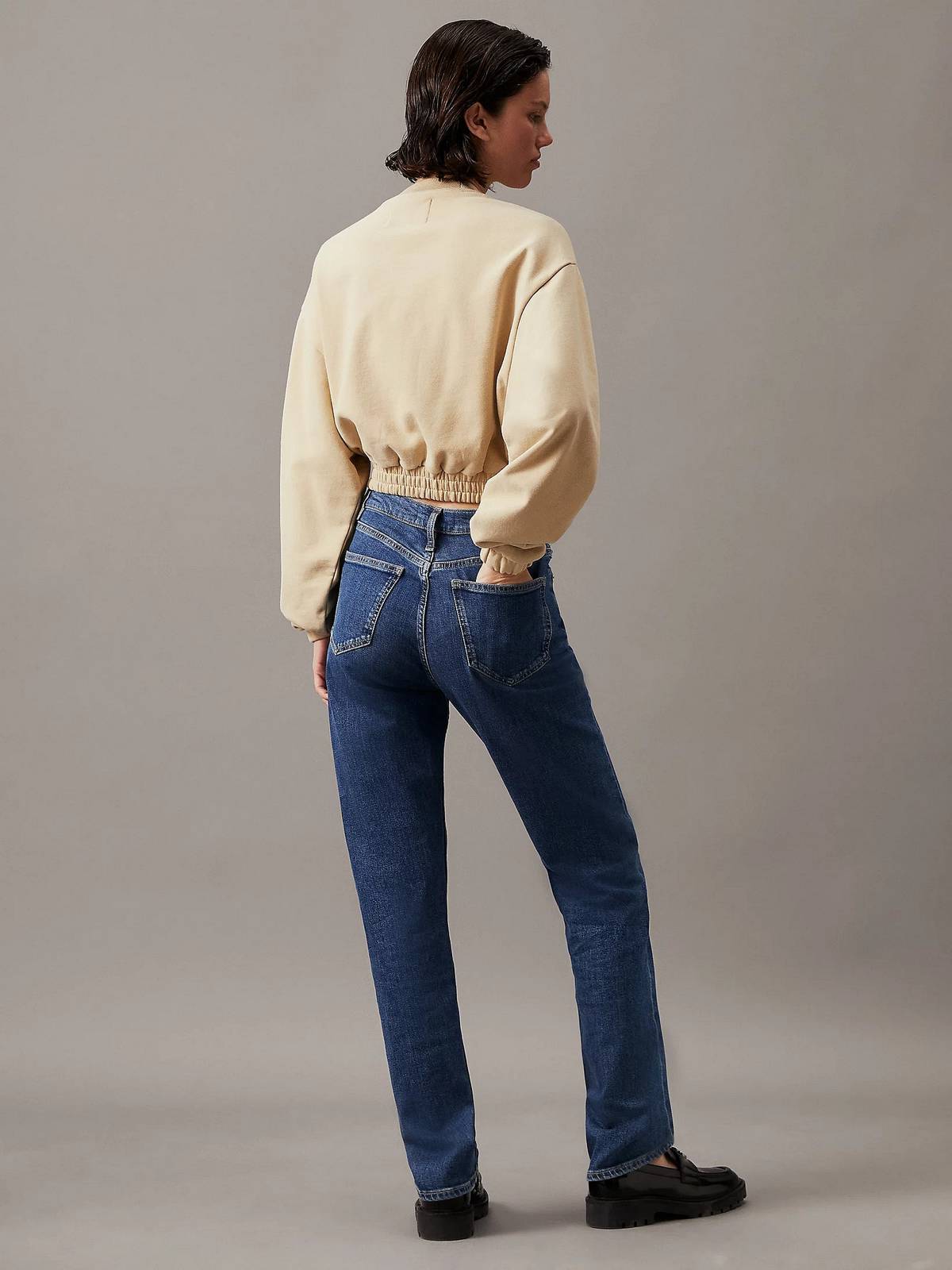 CALVIN KLEIN JEANS ÉTIQUETTE TISSÉE COL RAS DU COU Femme kaki Photo 2