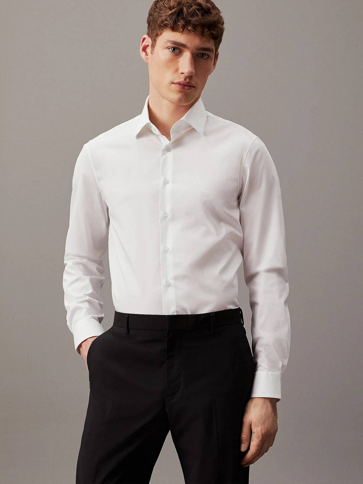 CALVIN KLEIN MENSWEAR POPELINE-STRETCH-SPANNHEMD Herren weiß Foto 2