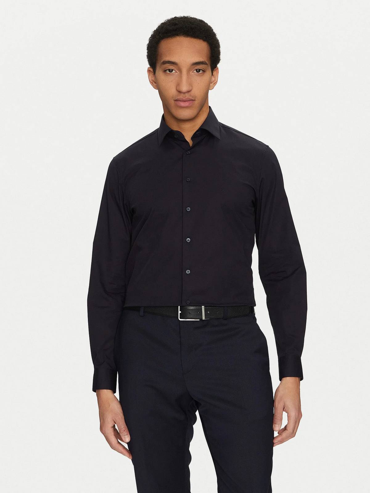 CALVIN KLEIN MENSWEAR POPLIN STRETCH FITTED SHIRT Man blue