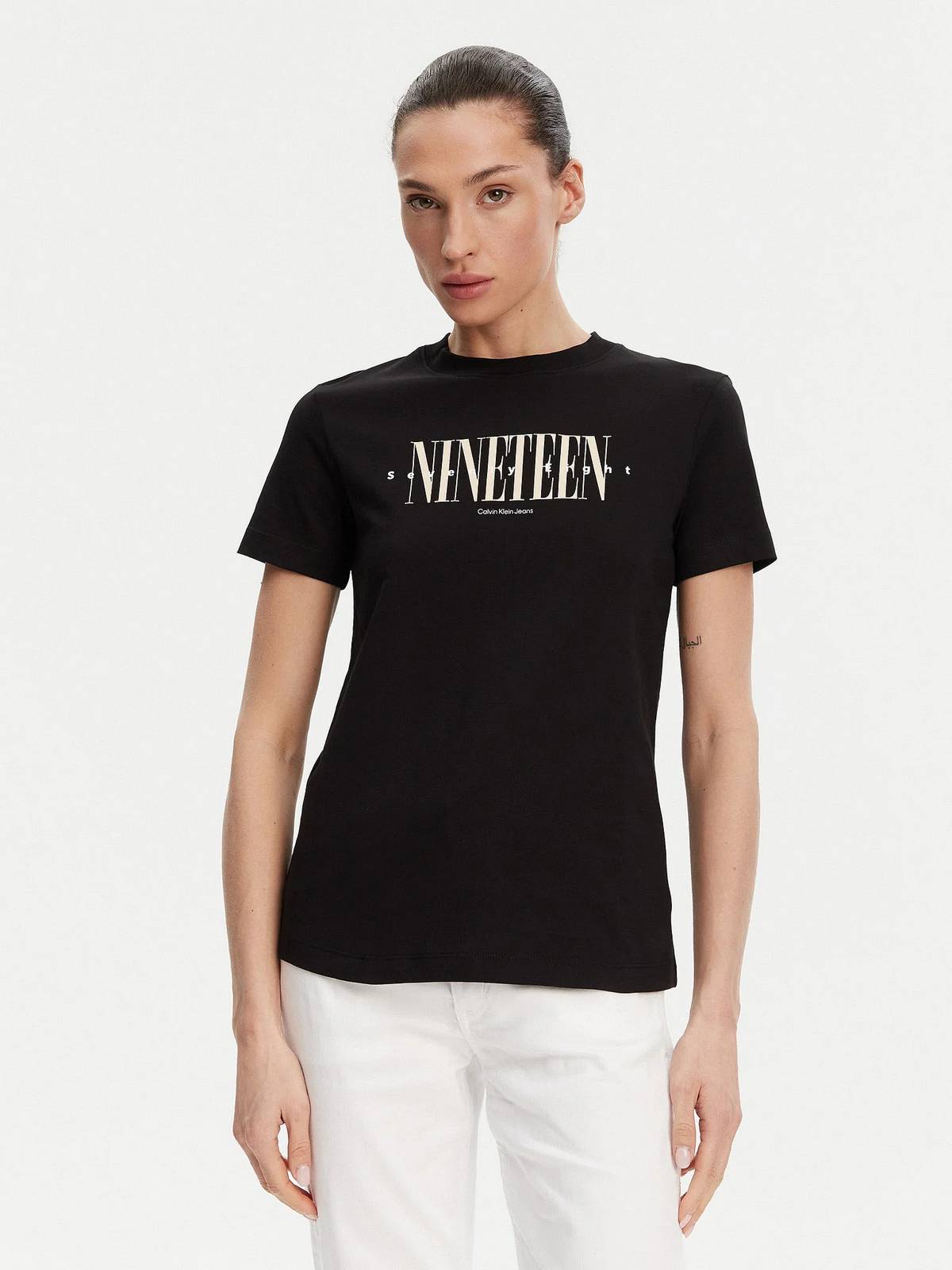 CALVIN KLEIN JEANS Grafisches Reg-T-Shirt Damen schwarz