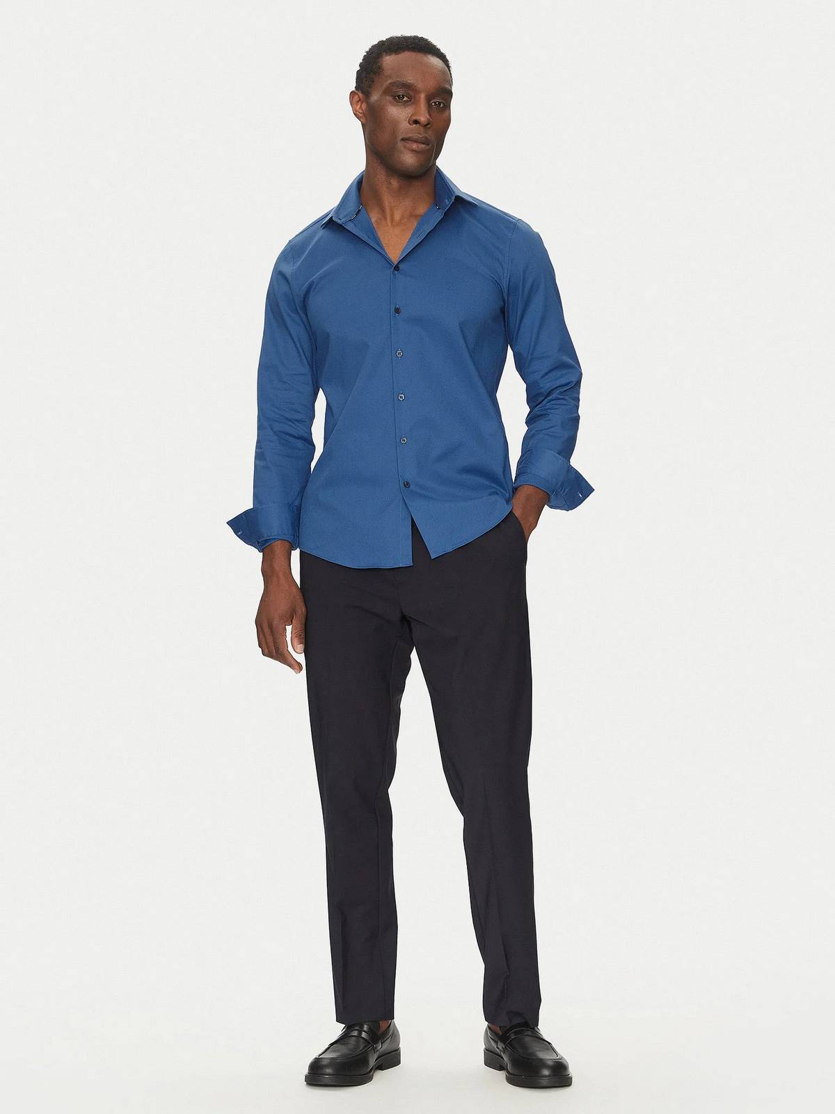 CALVIN KLEIN MENSWEAR Total structure slim shirt Uomo blu Foto 3