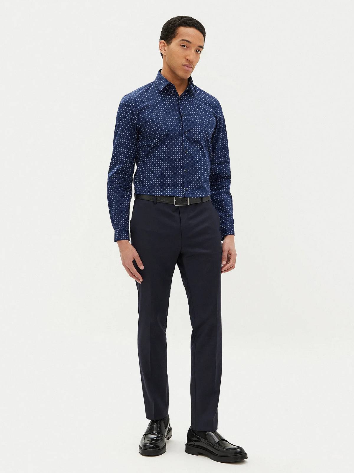 CALVIN KLEIN MENSWEAR Mini print slim shirt Man blue