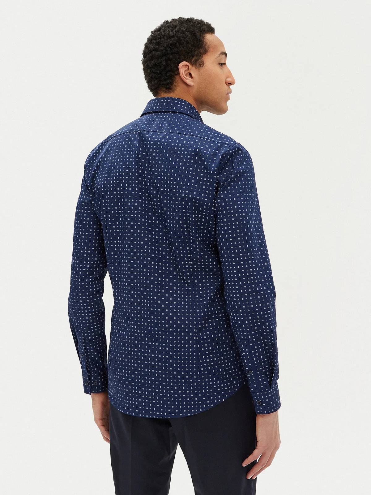 CALVIN KLEIN MENSWEAR Mini print slim shirt Uomo blu Foto 2