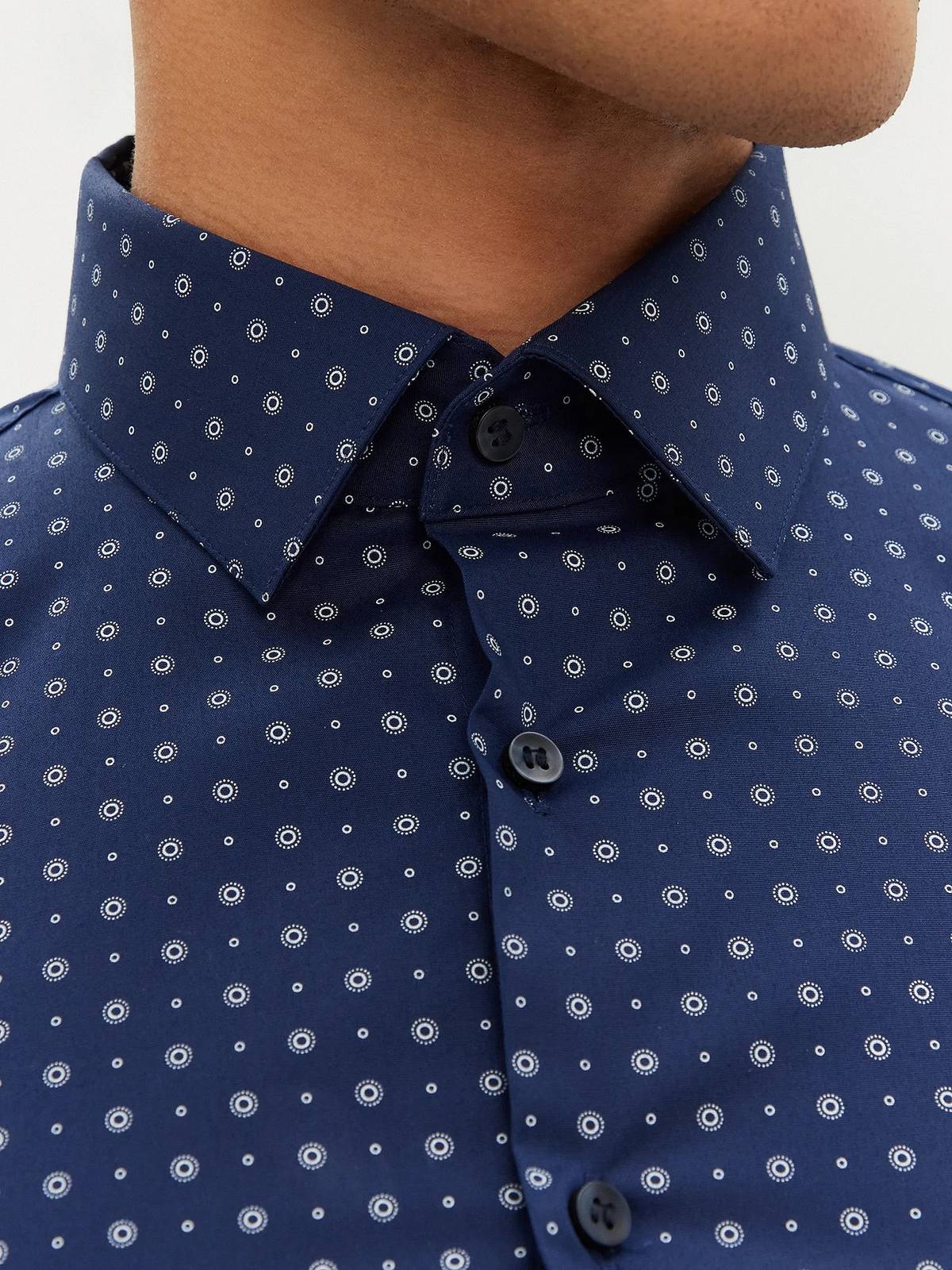 CALVIN KLEIN MENSWEAR Mini print slim shirt Uomo blu Foto 4