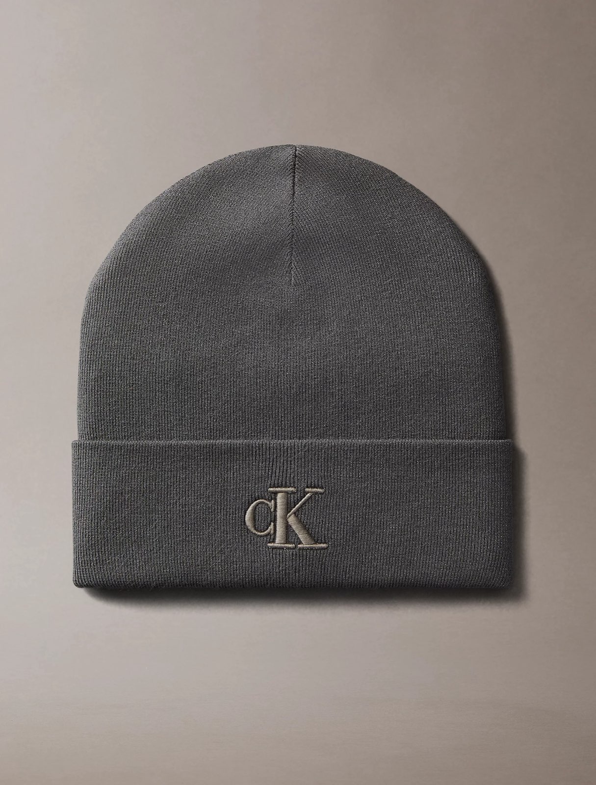 CALVIN KLEIN JEANS Bonnet côtelé CK Homme kaki