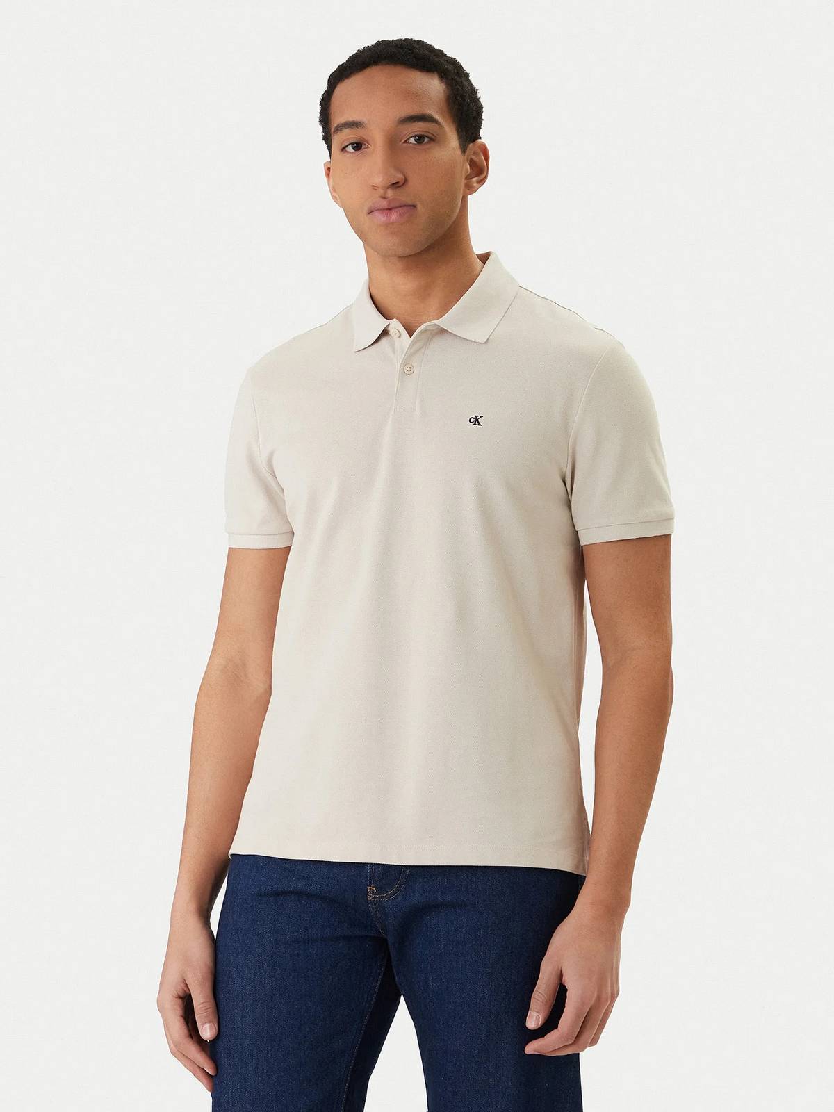 CALVIN KLEIN JEANS SS monogram piquet polo shirt Man white