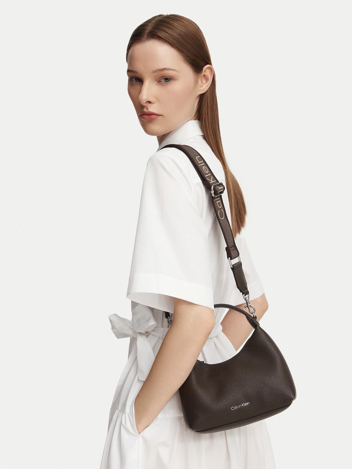 CALVIN KLEIN JEANS CK small strap webbing Woman brown Photo 2