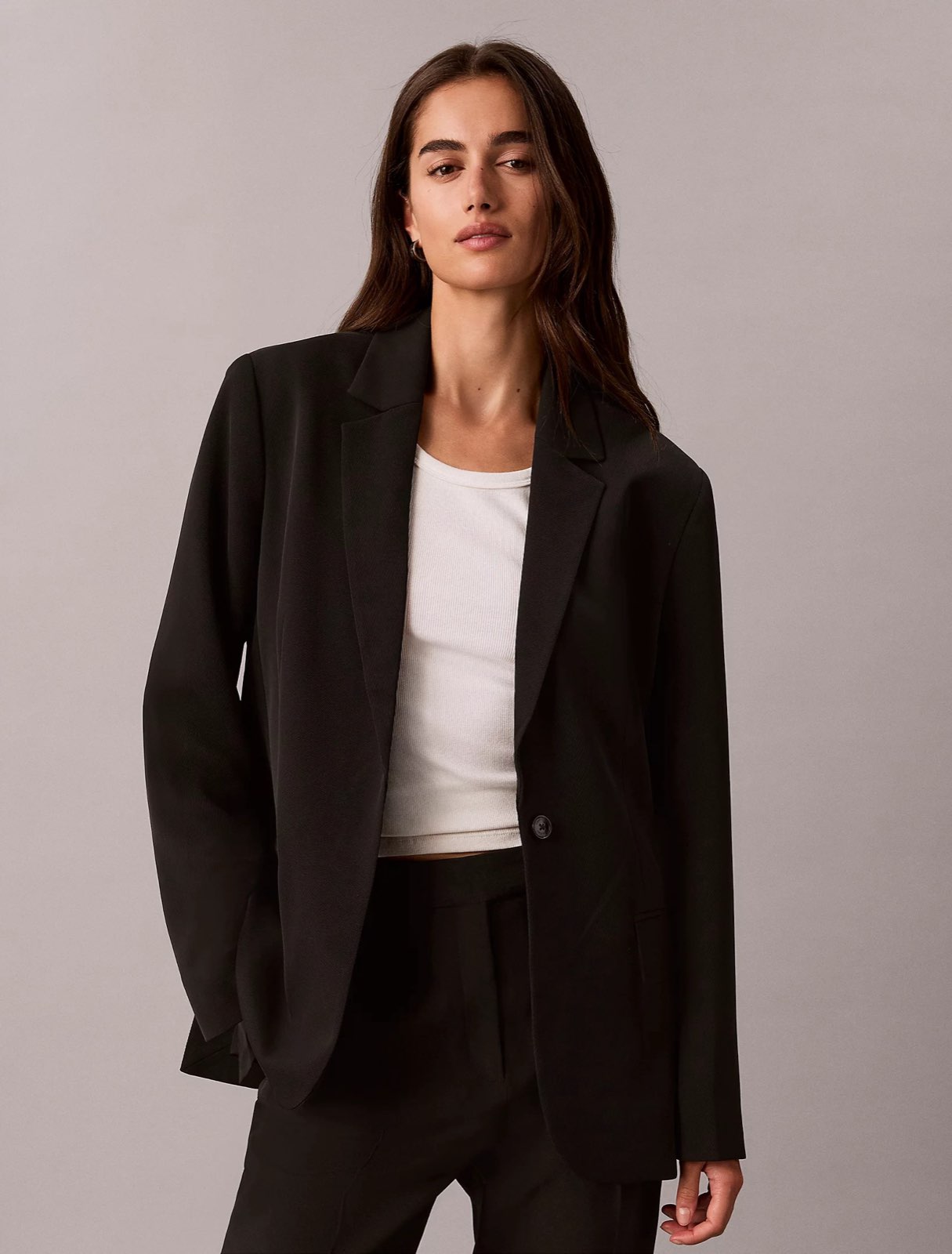 CALVIN KLEIN JEANS Blazer en twill de polyester Femme noir Photo 2