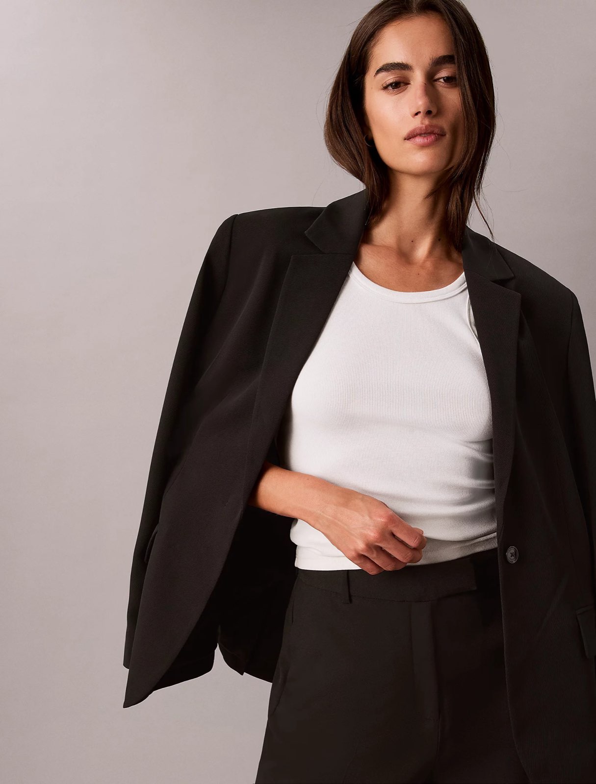 CALVIN KLEIN JEANS Blazer en twill de polyester Femme noir