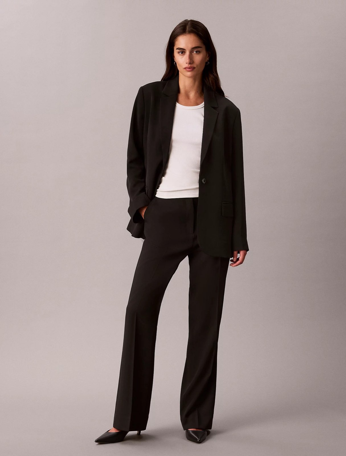 CALVIN KLEIN JEANS Blazer en twill de polyester Femme noir Photo 4