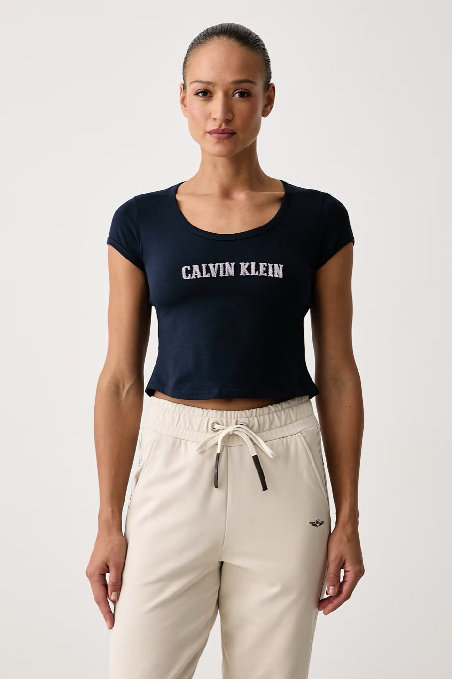 CALVIN KLEIN JEANS T-Shirt mit Logo „Baby Varsity“ Damen blau Foto 2