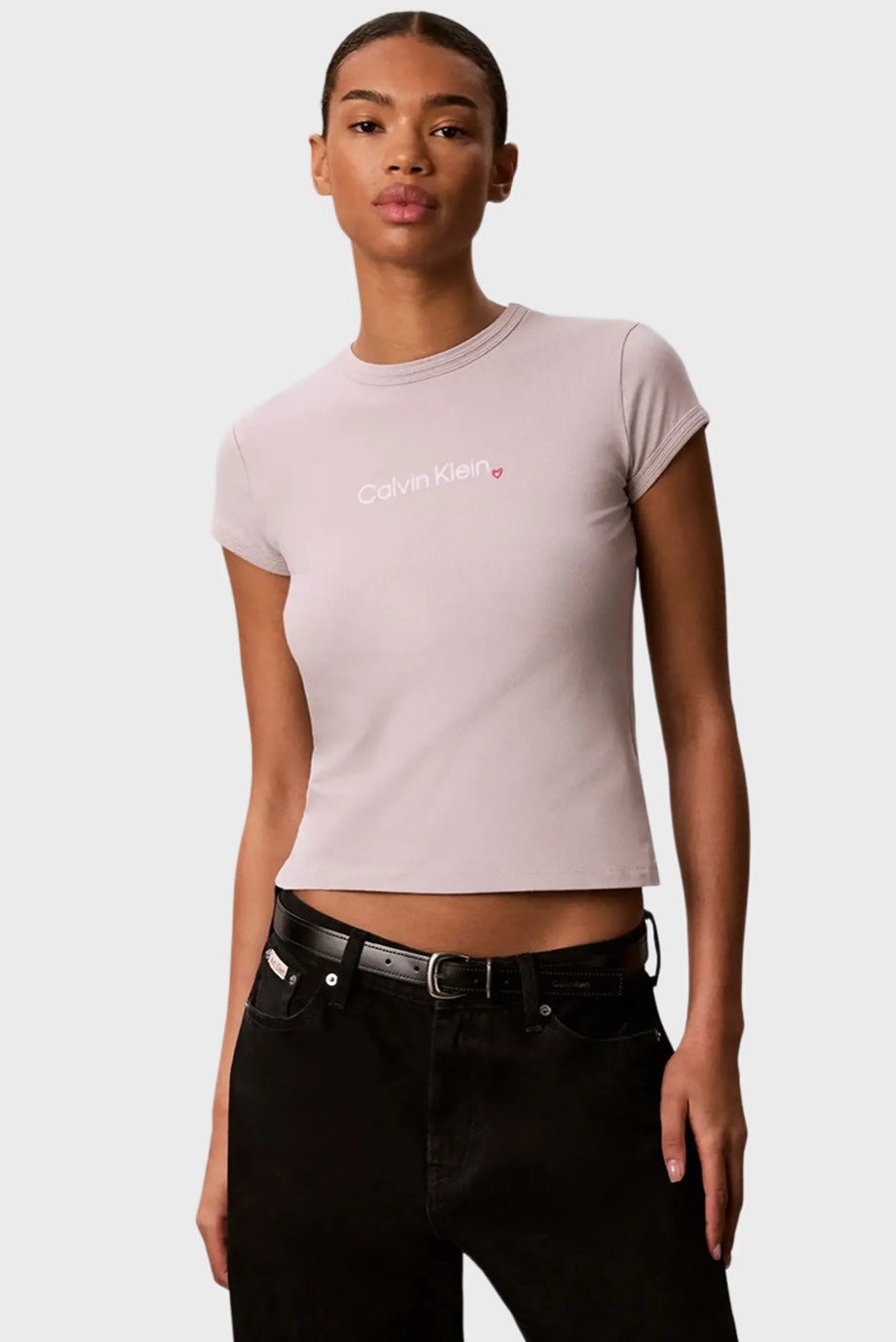 CALVIN KLEIN JEANS T-Shirt Slim Fit mit Herz-Logo Damen rosa Foto 2