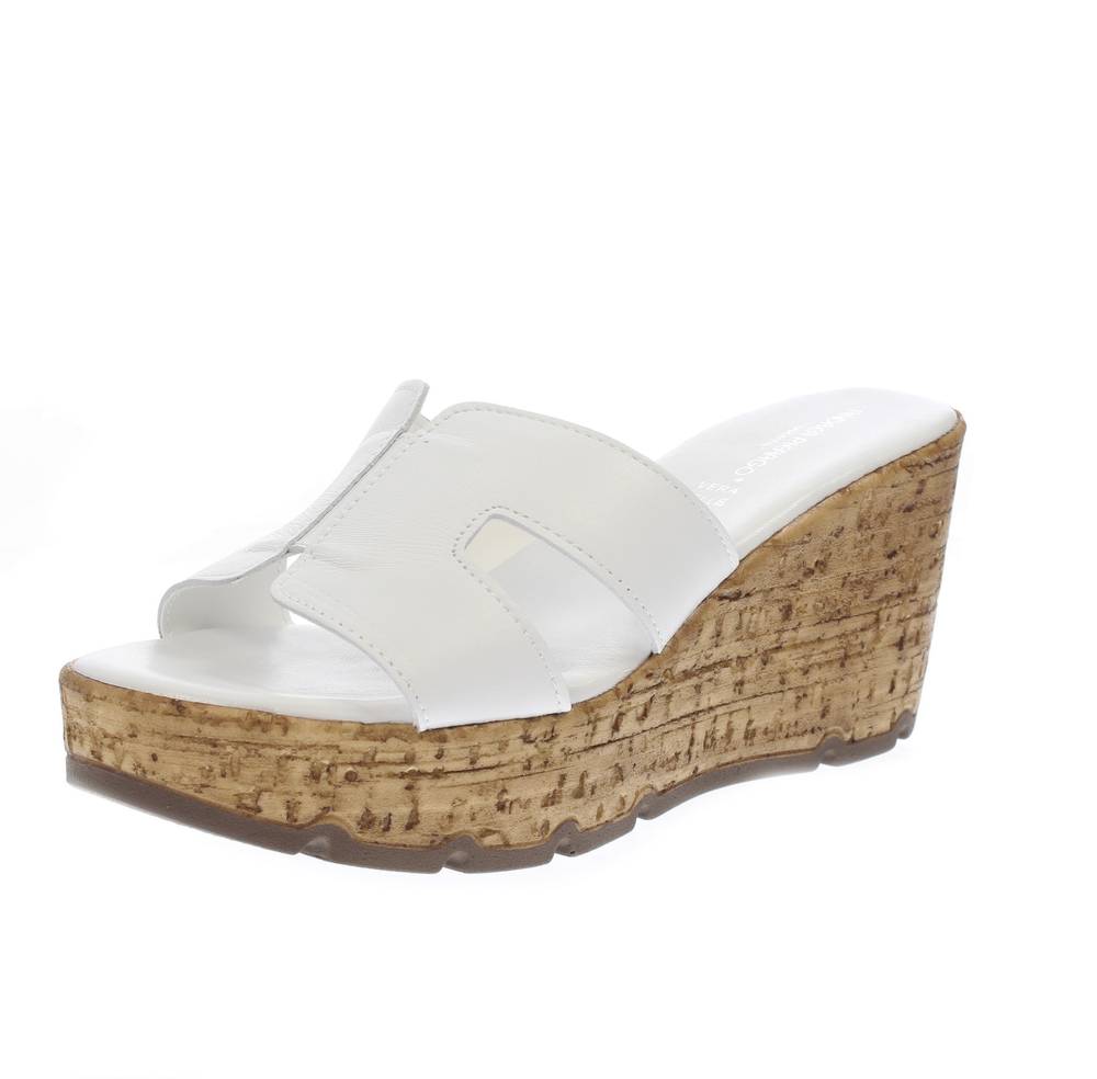 ANDREA PIERAGO Ciabatte in Pelle con Zeppa bianco Ciabatte Zeppa Donna 3245