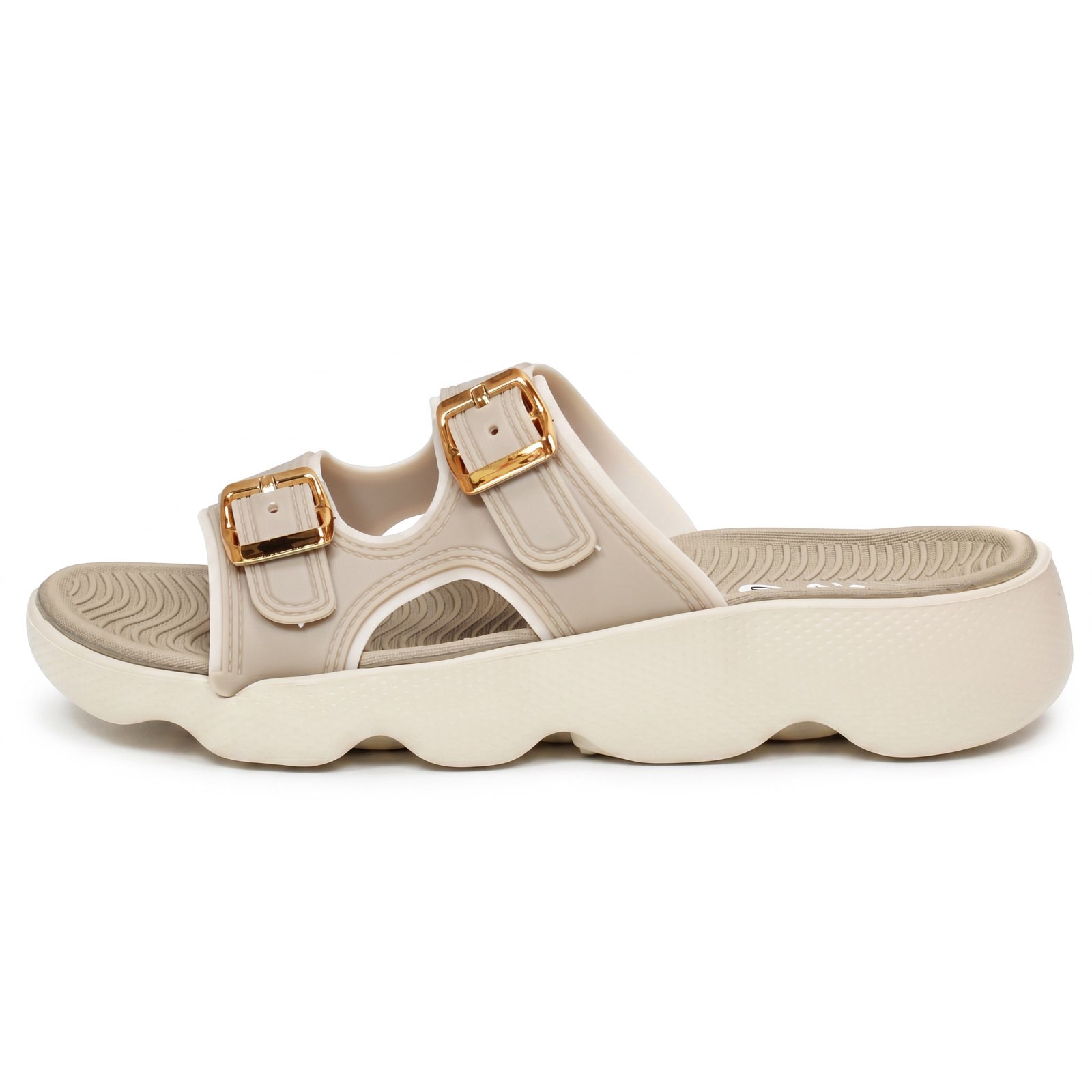 GMV Pantoffeln mit doppelter Schnalle Damen beige Foto 4