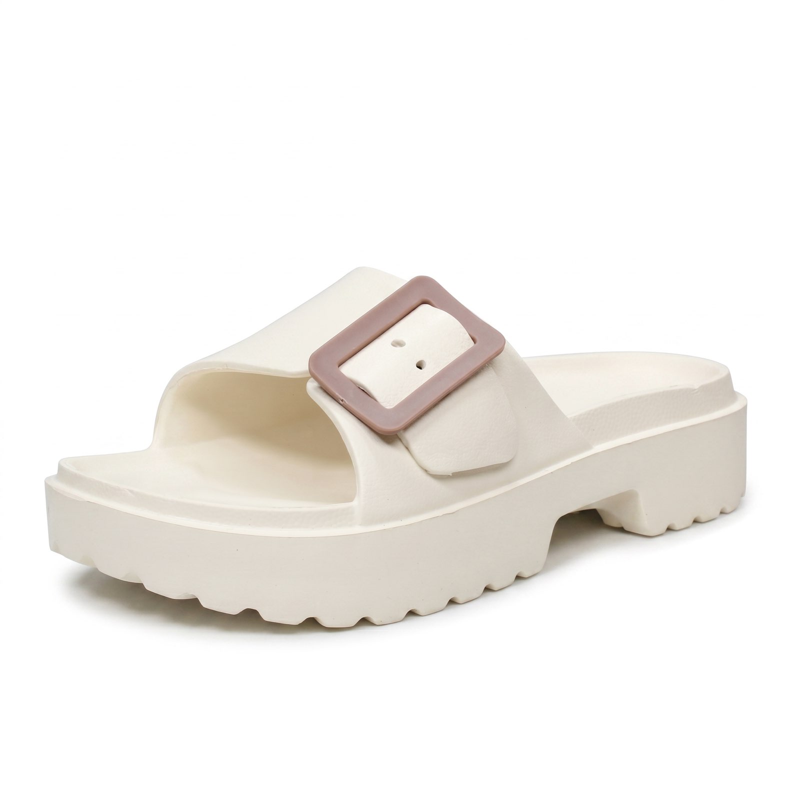 GMV Plateauslipper mit Schnalle Damen weiß