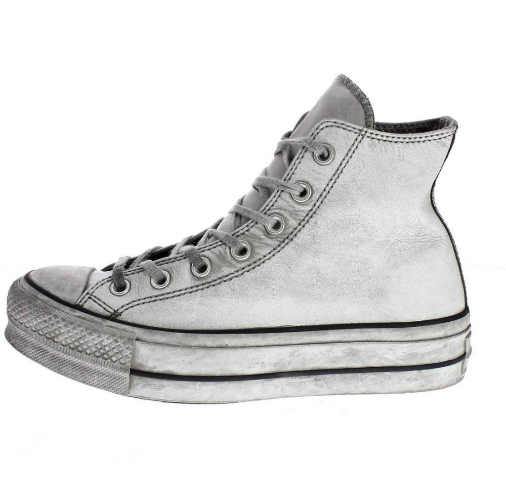 Converse Chuck Taylor All Star Lift Smoked Canvas High Top gray/gray/white  - Baskets Femme Converse - Iziva.com