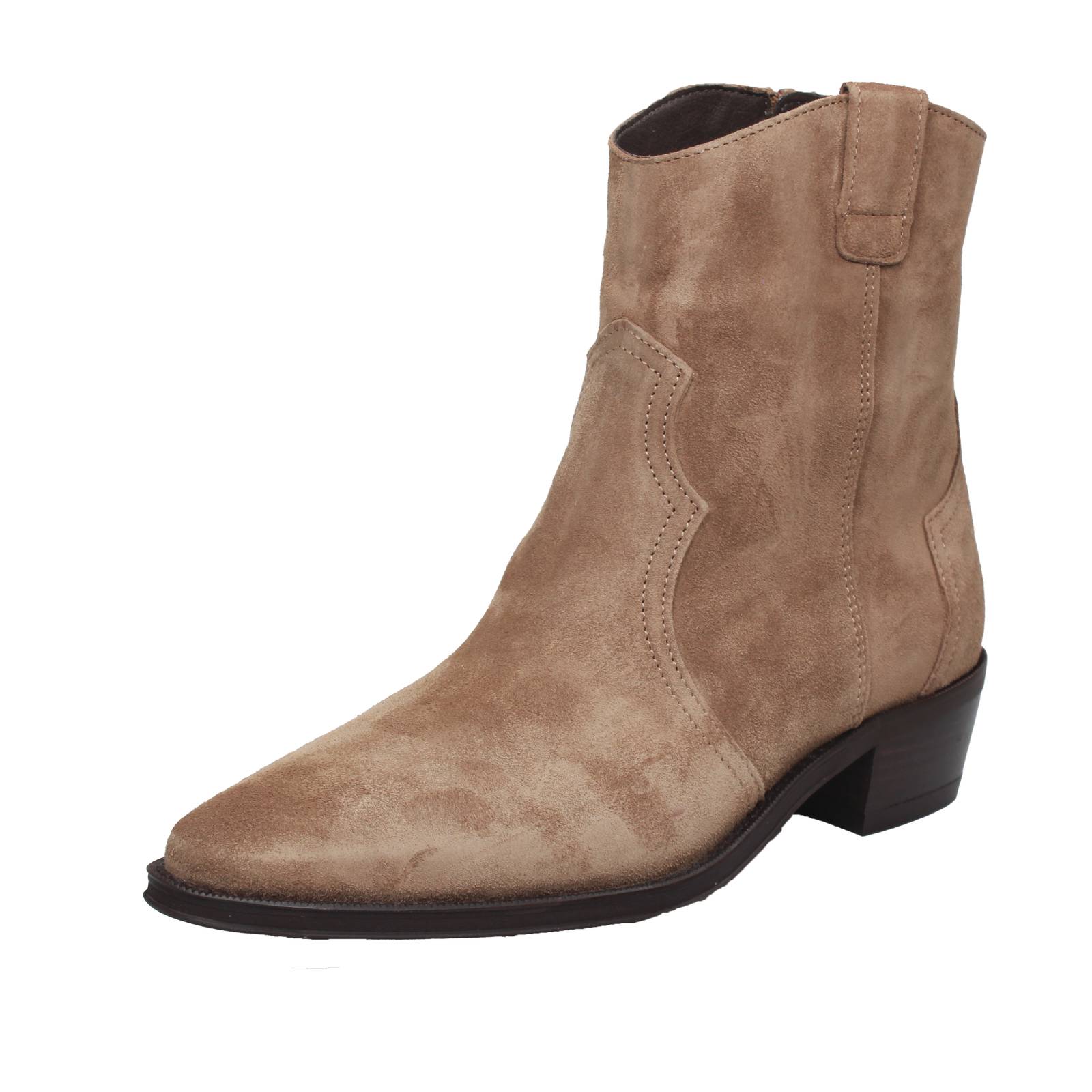 Alpe Texanische Wildleder Sand Stiefeletten - Damen Schuhe Texanische Stiefeletten