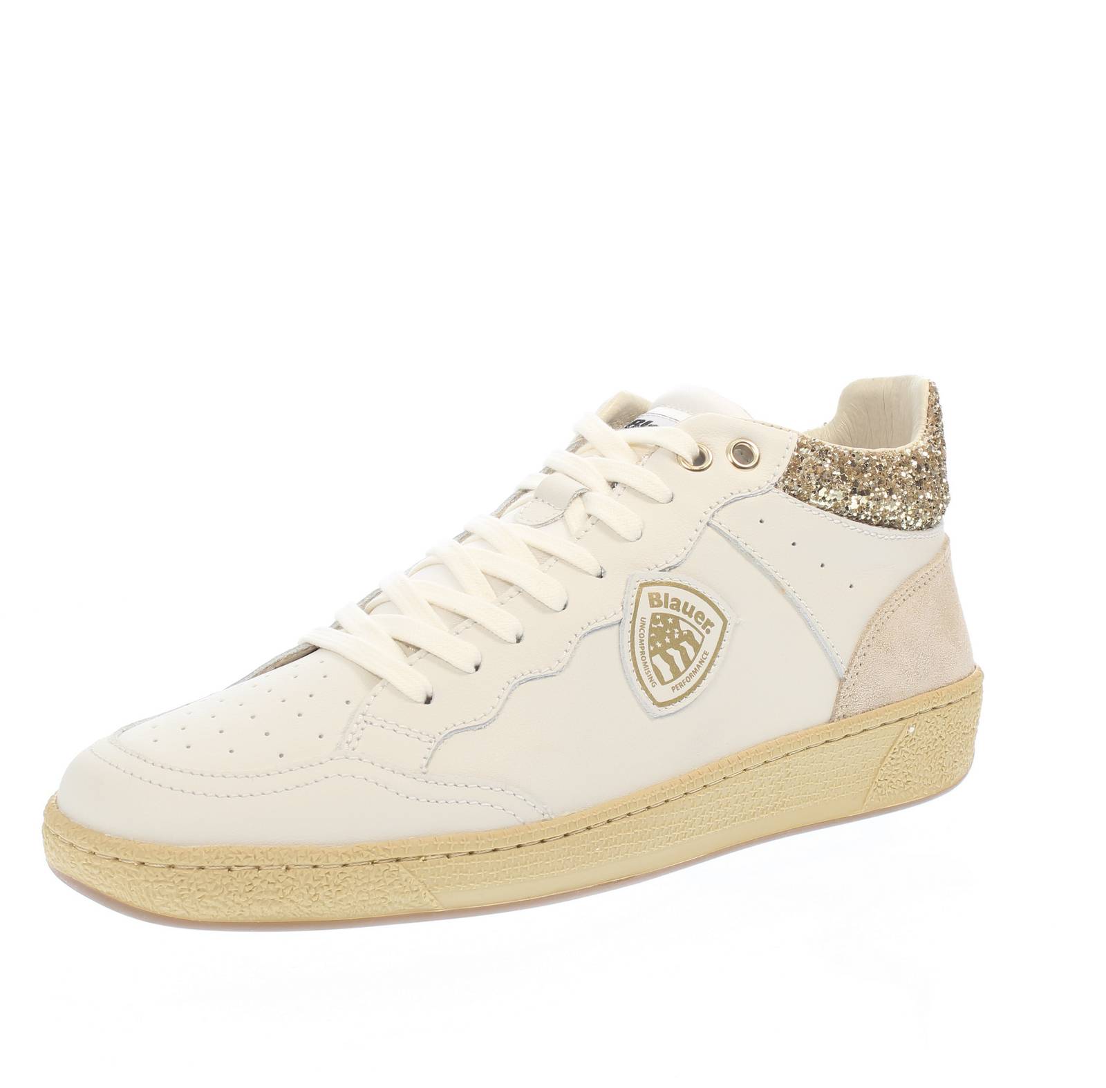 BLAUER Olympia - Hohe Sneakers aus Leder und Wildleder Damen weiß